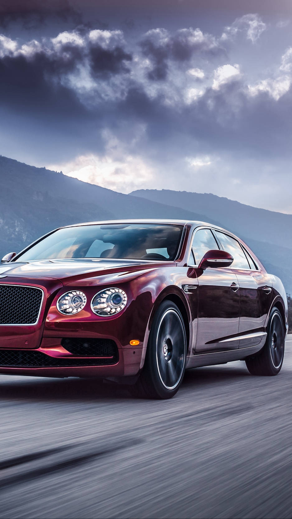 2020 Bentley Flying Spur, maroon, mountain road, HD Phone Wallpaper