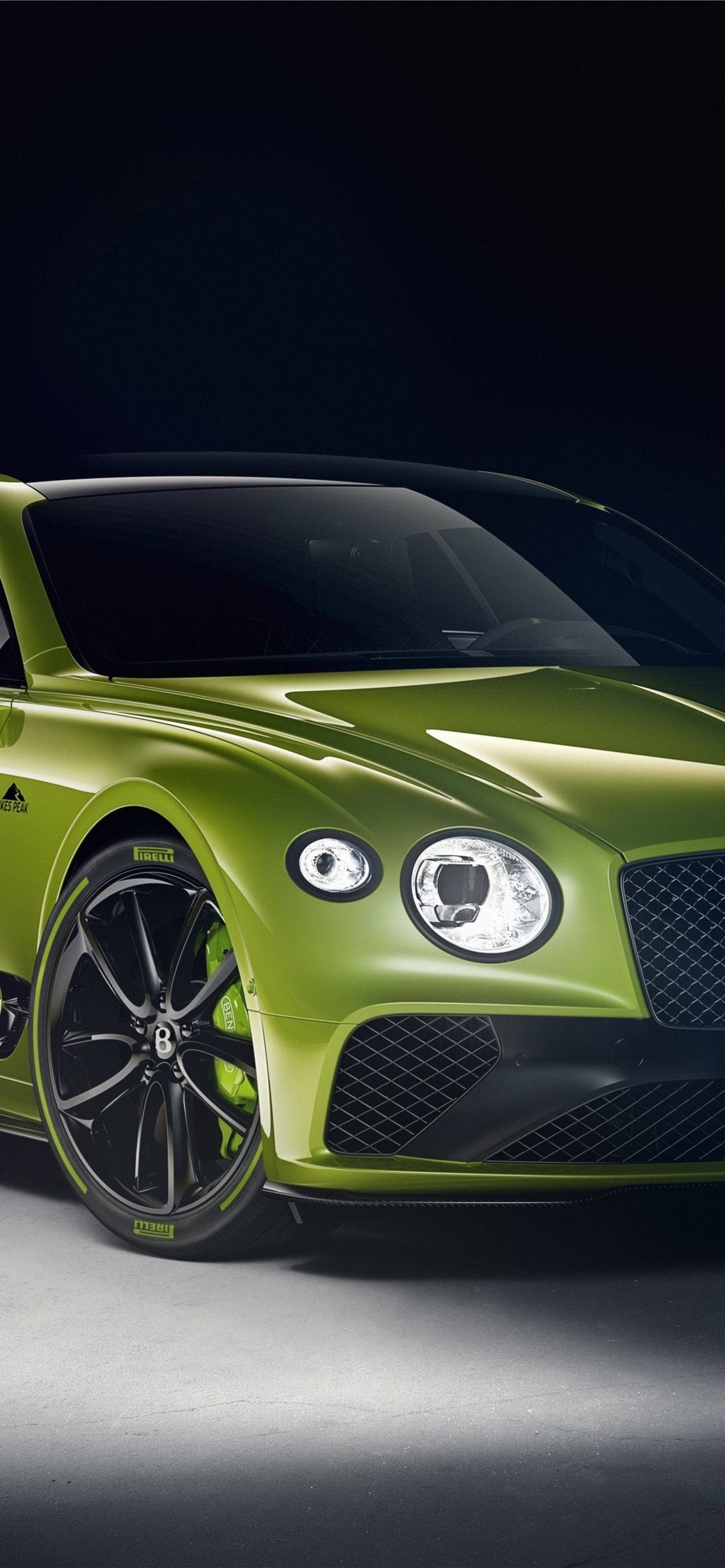 Bentley, lime green, sports car, 2K Phone Wallpaper