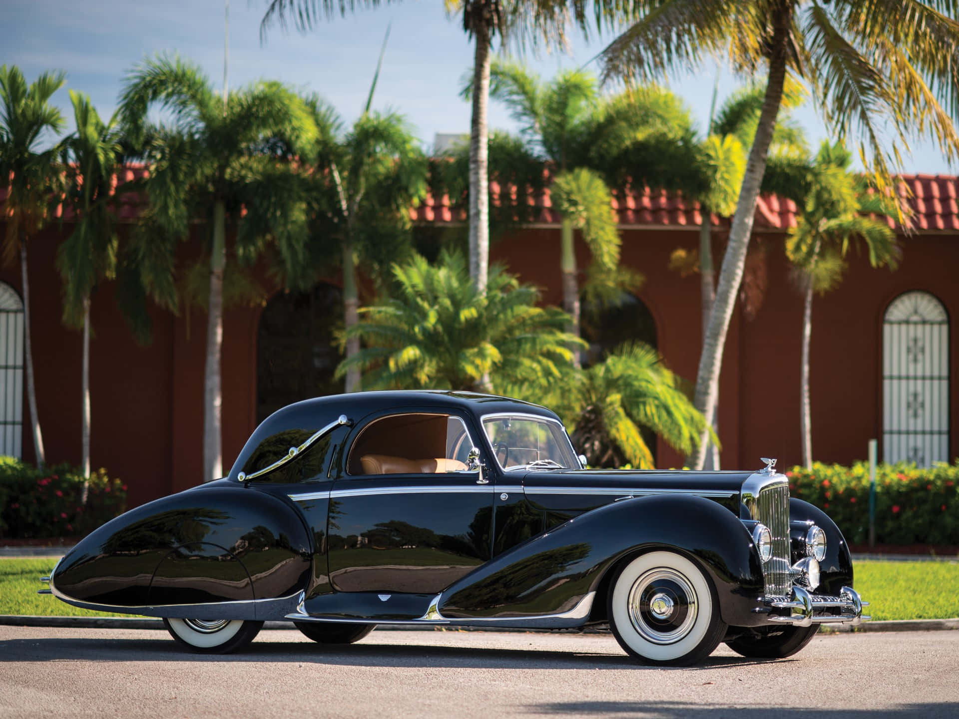 Bentley Mark VI, glossy black, white wall tires, Full HD Desktop Wallpaper