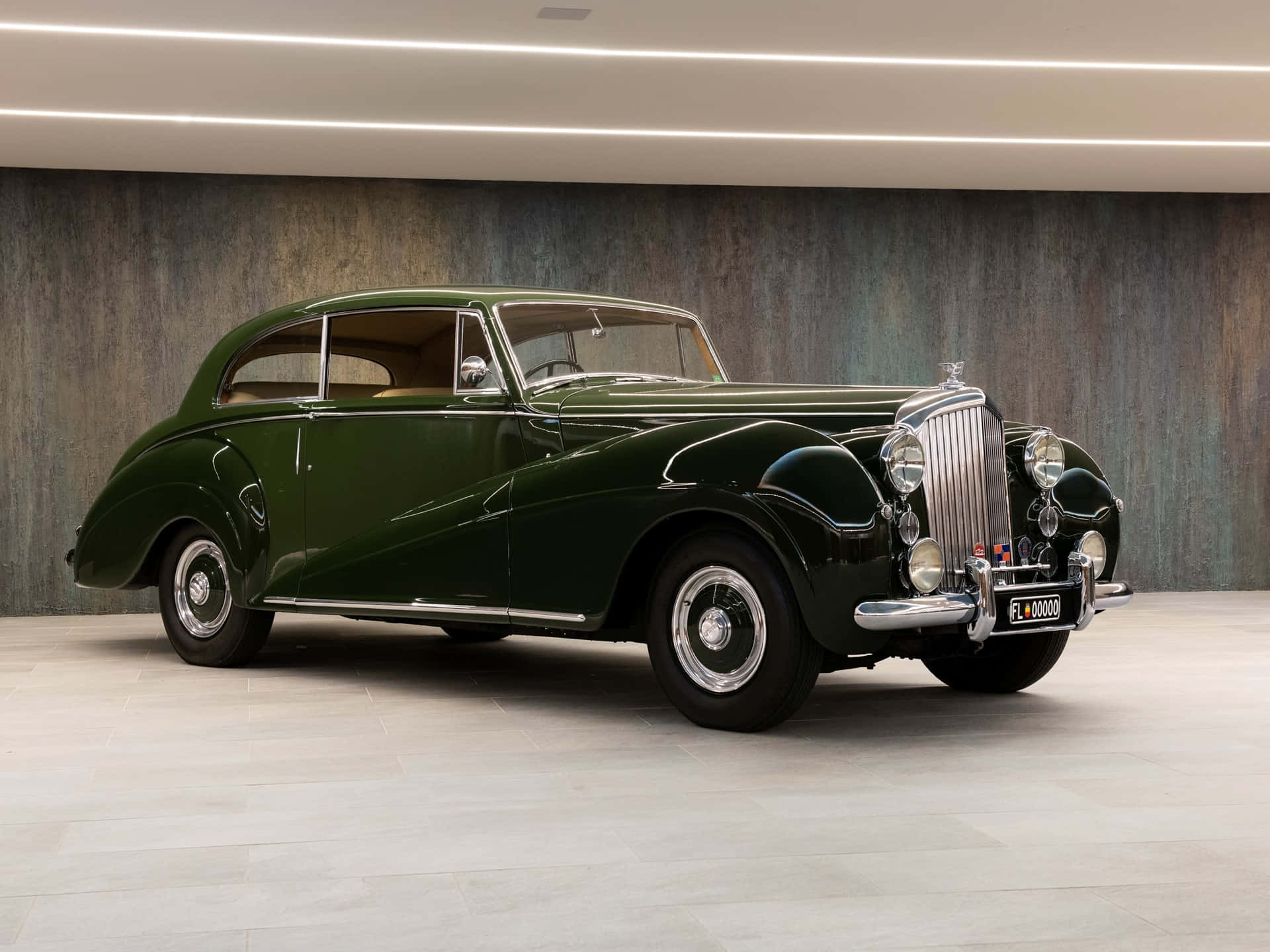Bentley Mark VI, dark green, glossy, Full HD Desktop Wallpaper