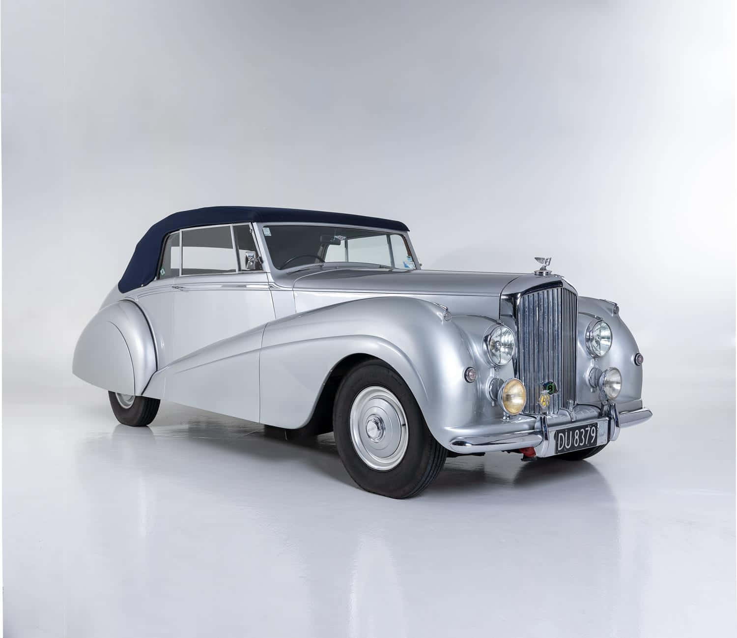 Bentley Mark Vi, silver, navy blue soft top, HD Desktop Wallpaper