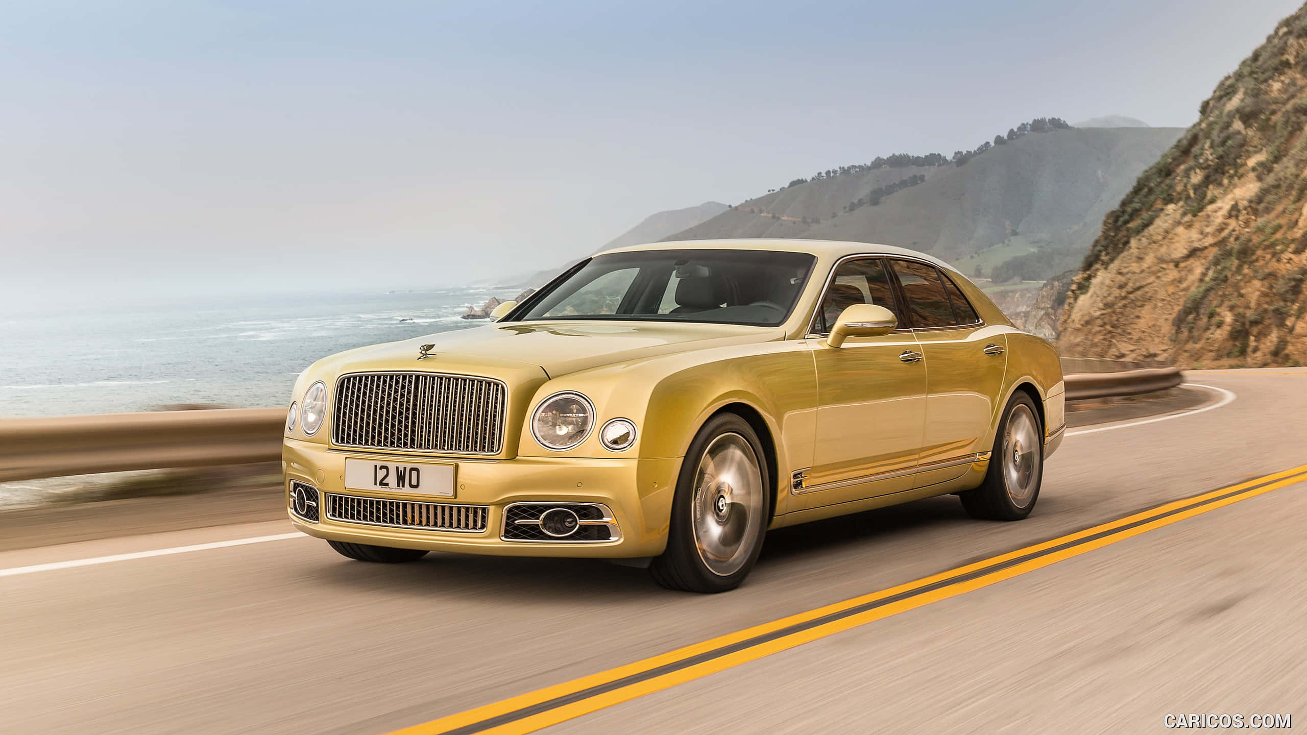 Bentley Mulsanne, coastal highway, ocean, 2K Desktop Wallpaper