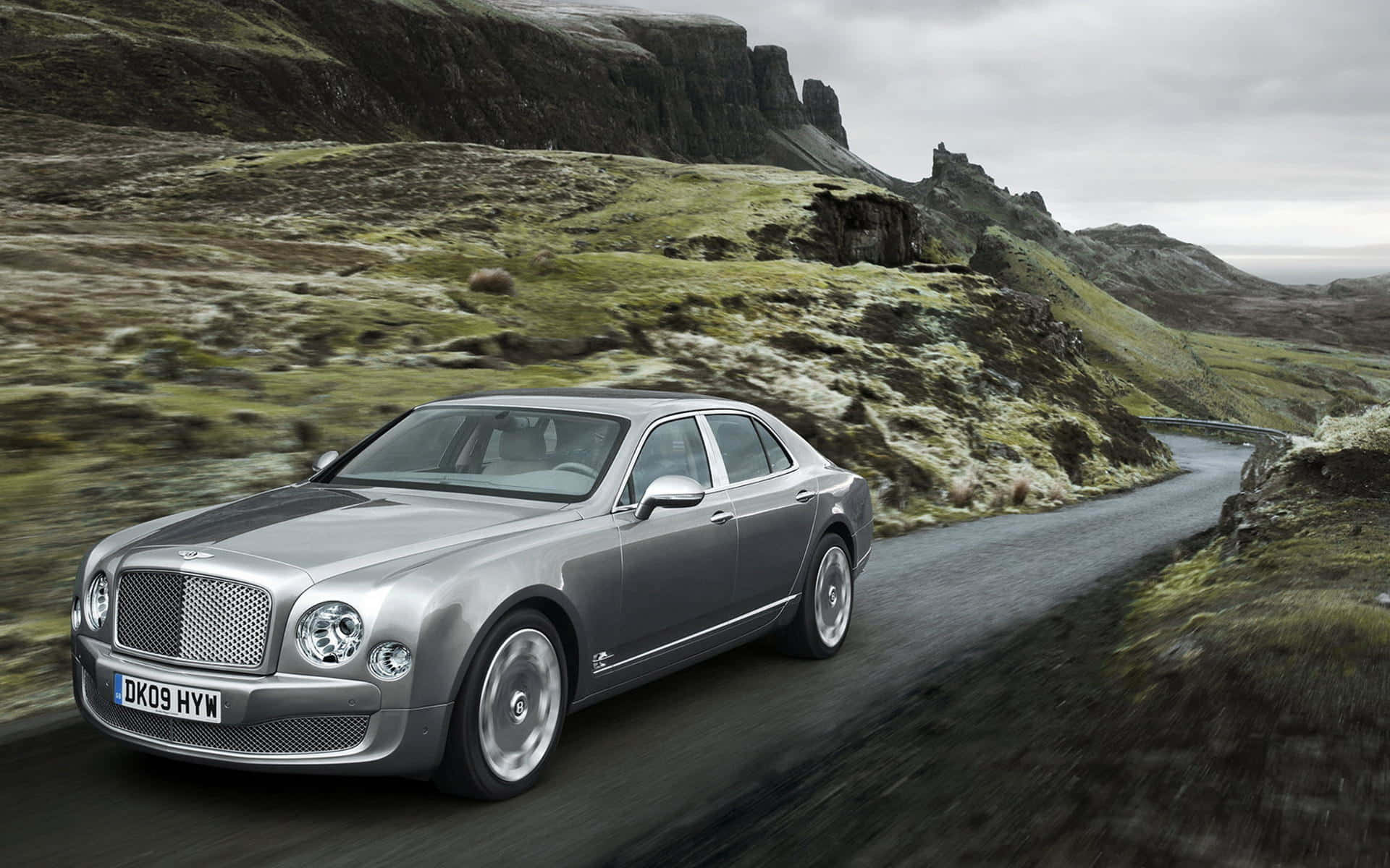 Bentley Mulsanne, silver, winding mountain road, Full HD Desktop Wallpaper