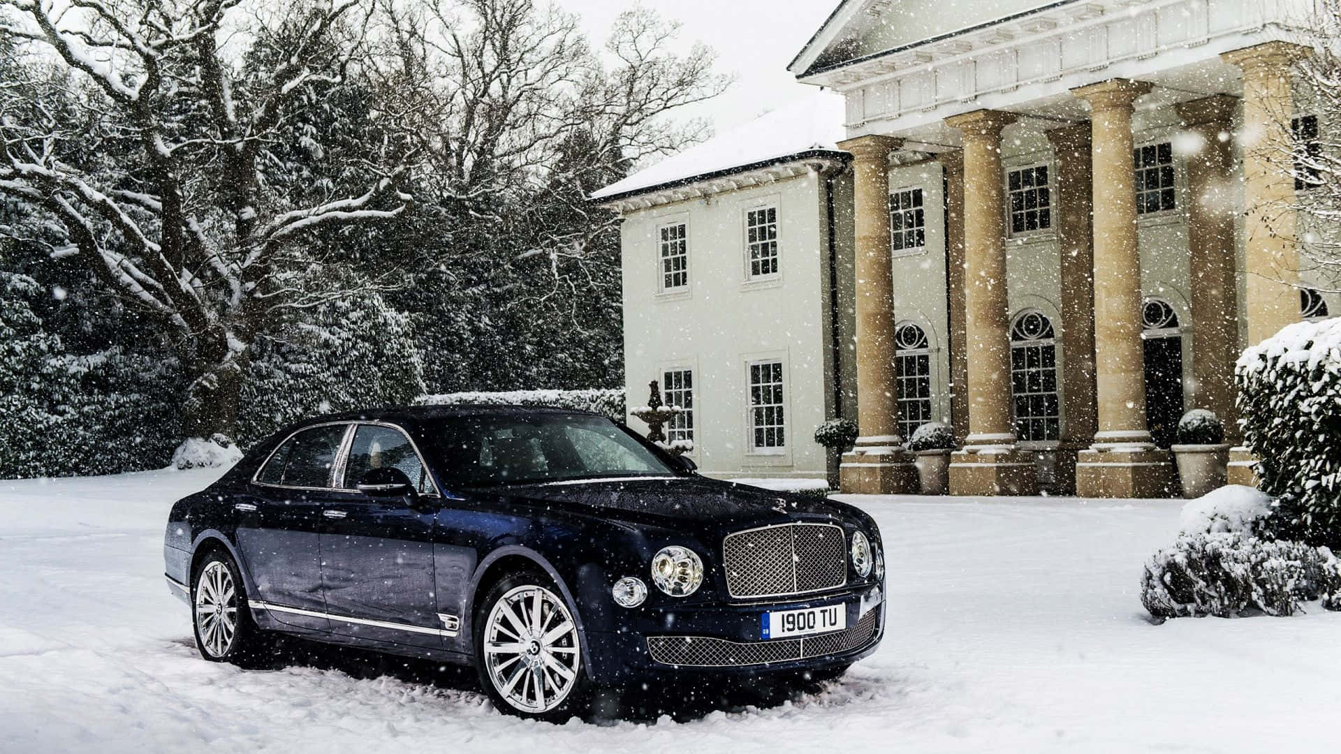 Bentley Mulsanne, sleek black, fresh snow, Full HD Desktop Wallpaper