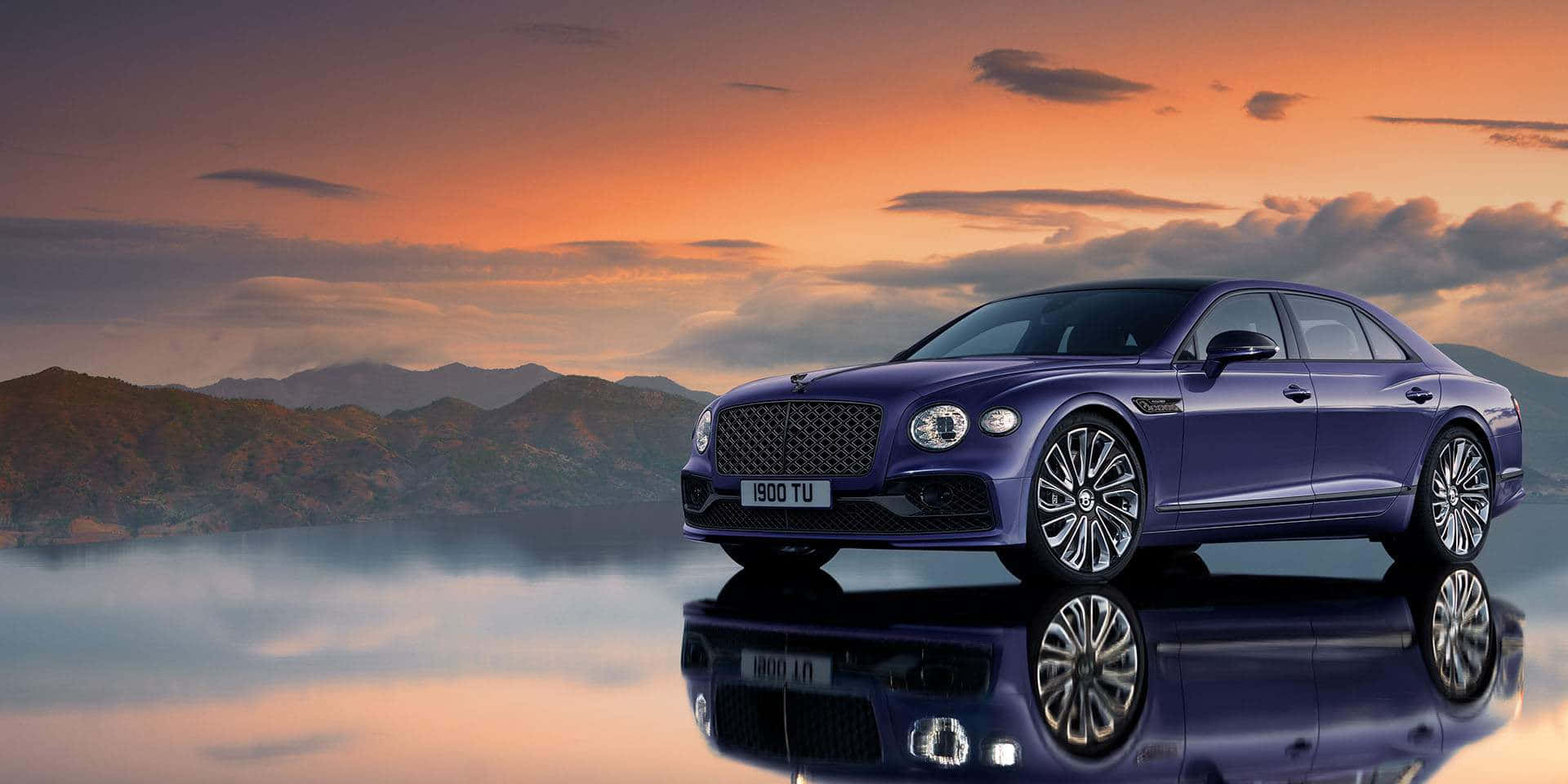 Bentley Mulsanne, purple, calm water, Full HD Desktop Wallpaper
