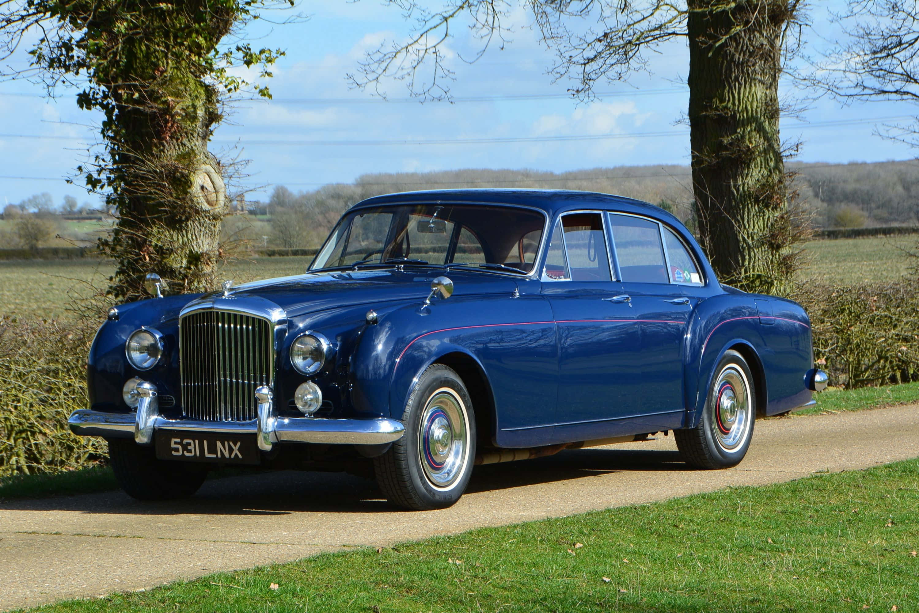 Bentley S2, glossy blue, classic Bentley sedan, 2K Desktop Wallpaper