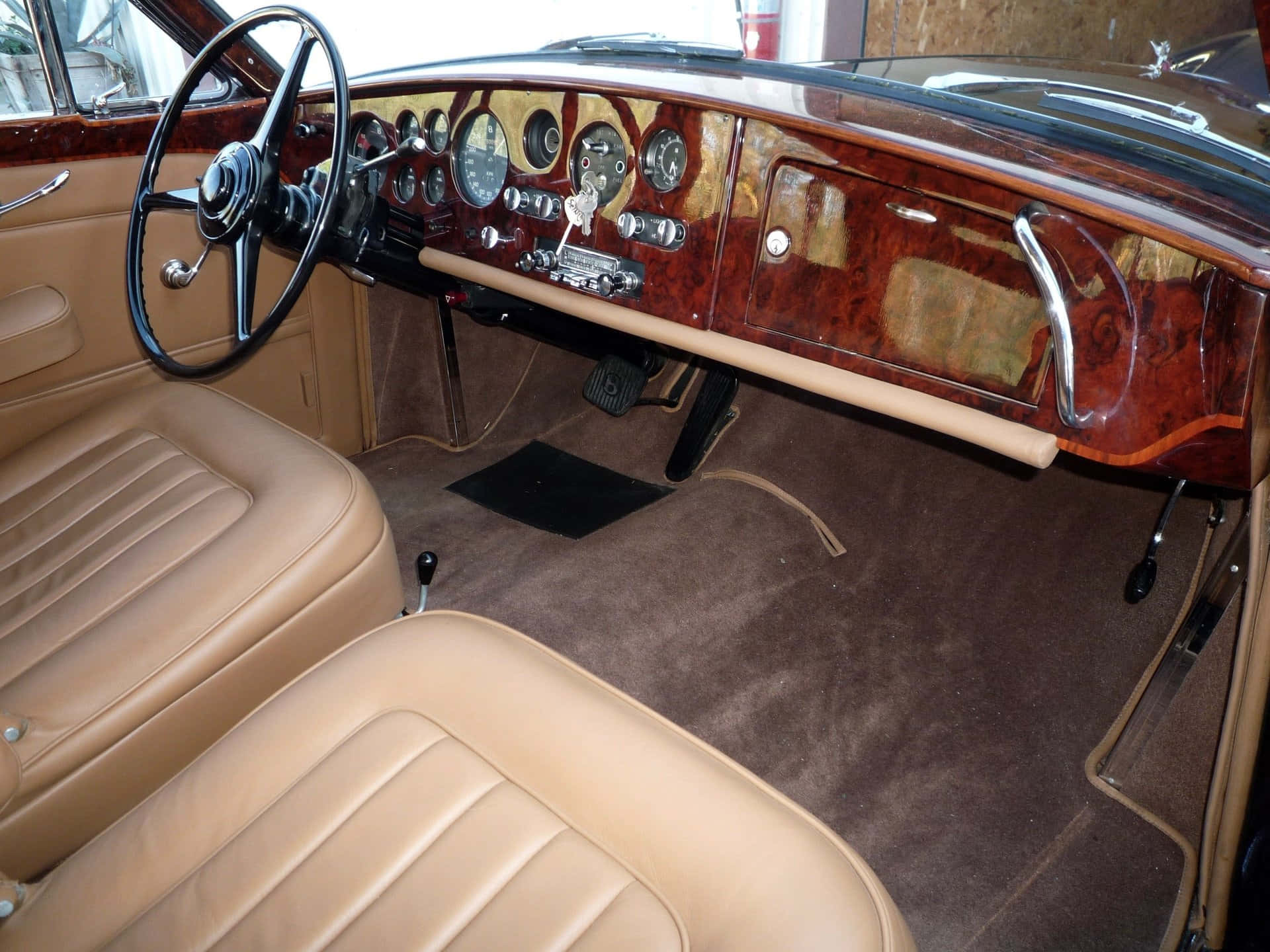 Bentley S2, tan leather seats, rich wood dashboard, Full HD Desktop Wallpaper