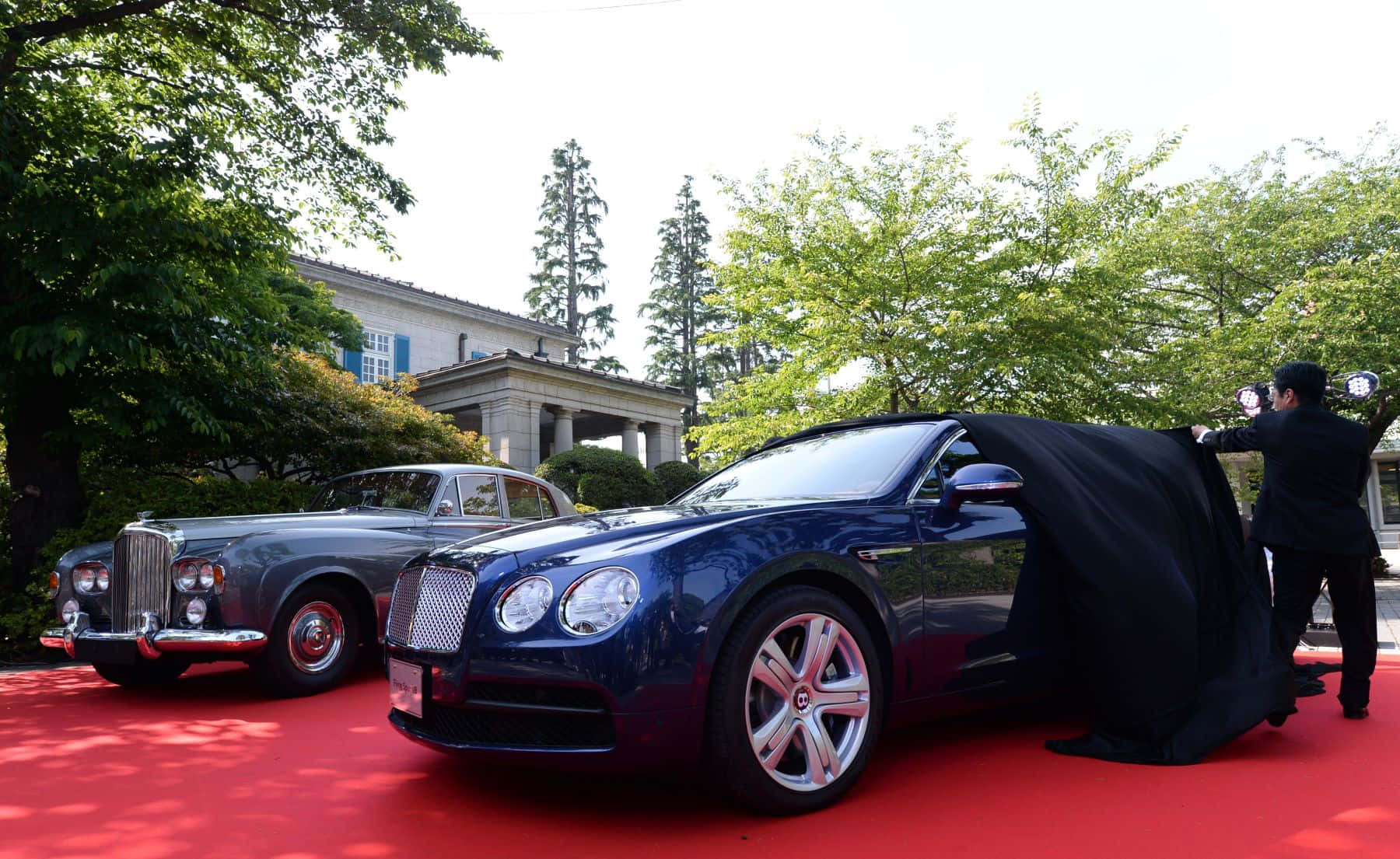 Bentley S3, blue, red carpet, HD Desktop Wallpaper