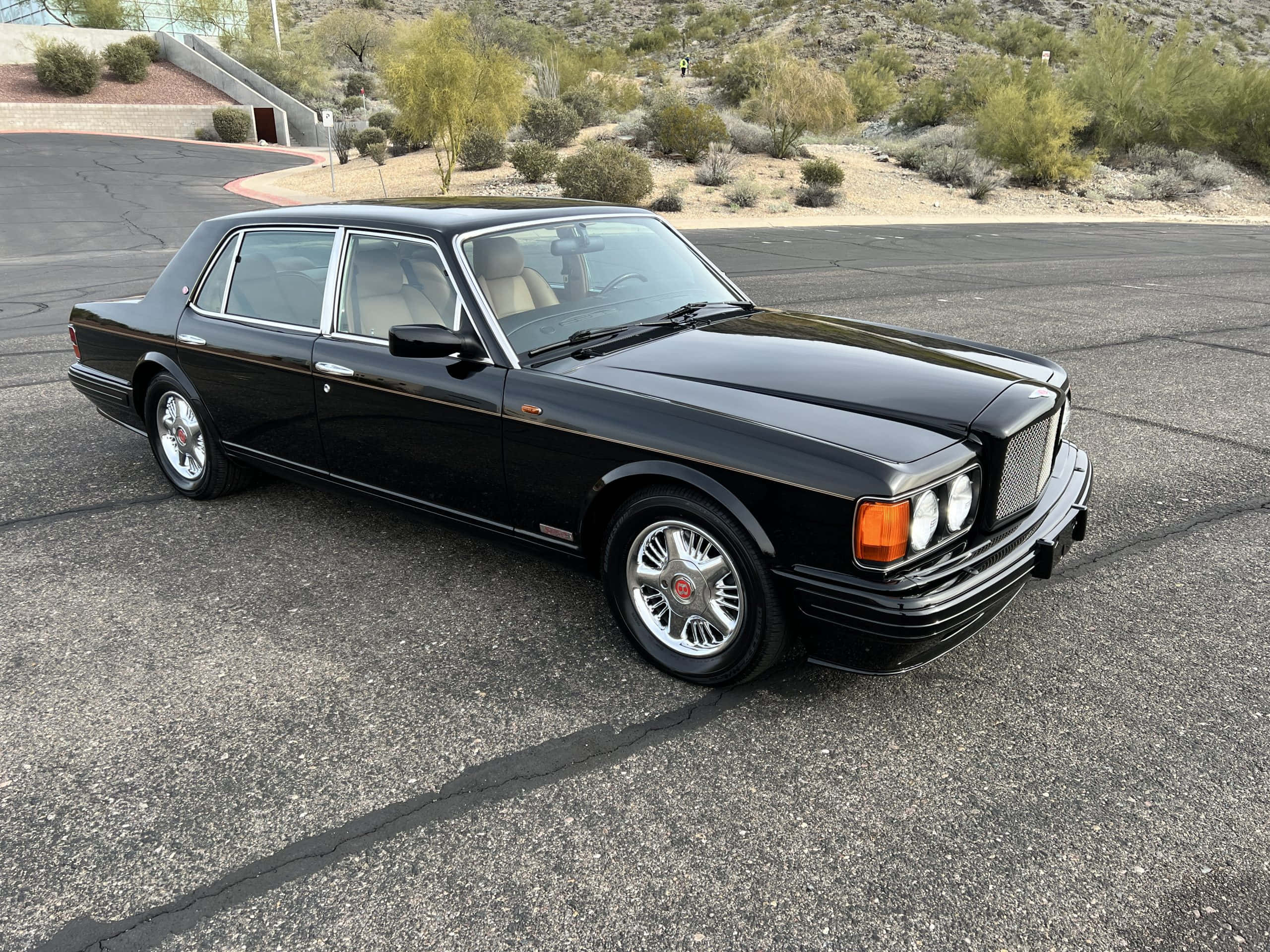 Bentley Turbo R, black, sleek, 2K Desktop Wallpaper