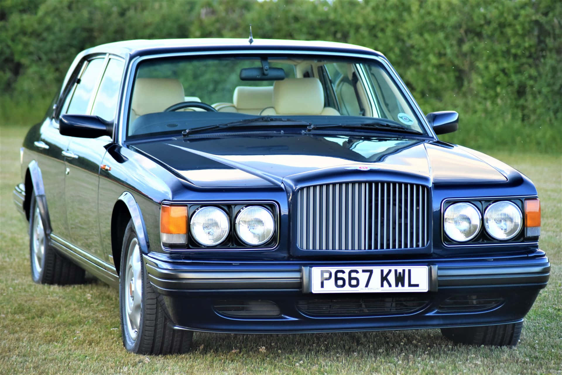 Bentley Turbo R, dark blue, beige leather interior, Full HD Desktop Wallpaper