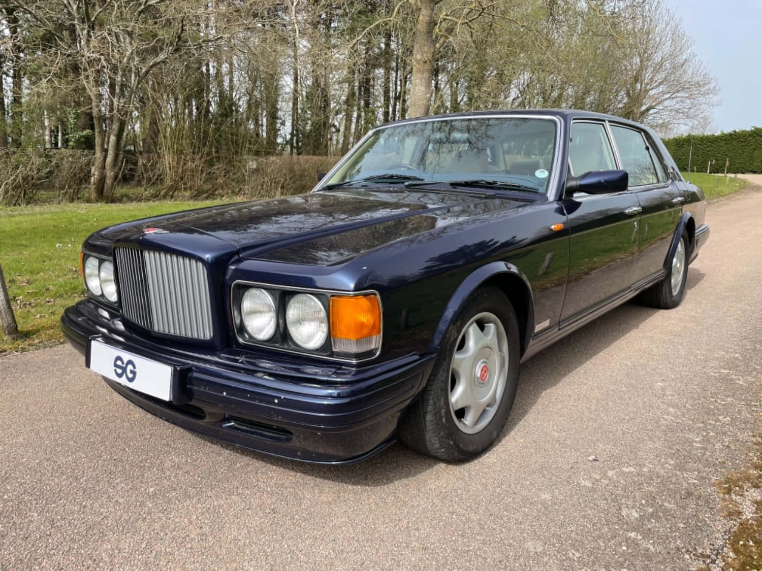 Bentley Turbo R, navy blue, daylight, HD Desktop Wallpaper