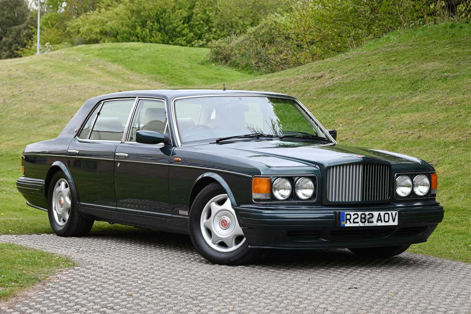 Bentley Turbo R, dark green, gravel path, HD Desktop Wallpaper