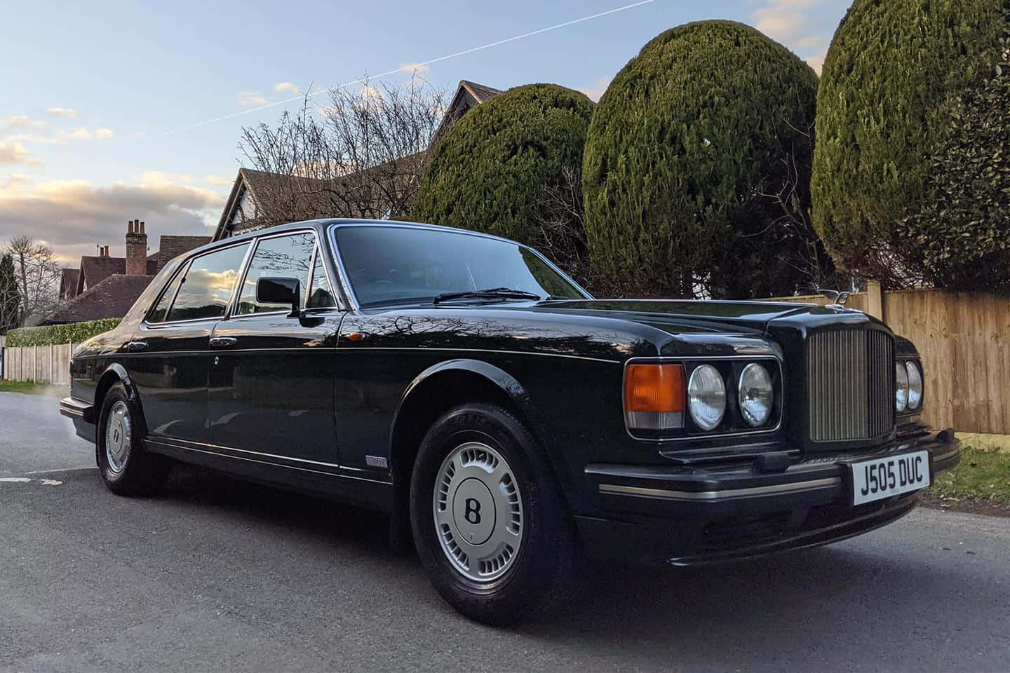 Bentley Turbo R, black, residential street, HD Desktop Wallpaper