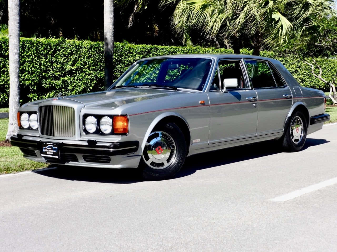 Bentley Turbo R, silver, paved road, HD Desktop Wallpaper