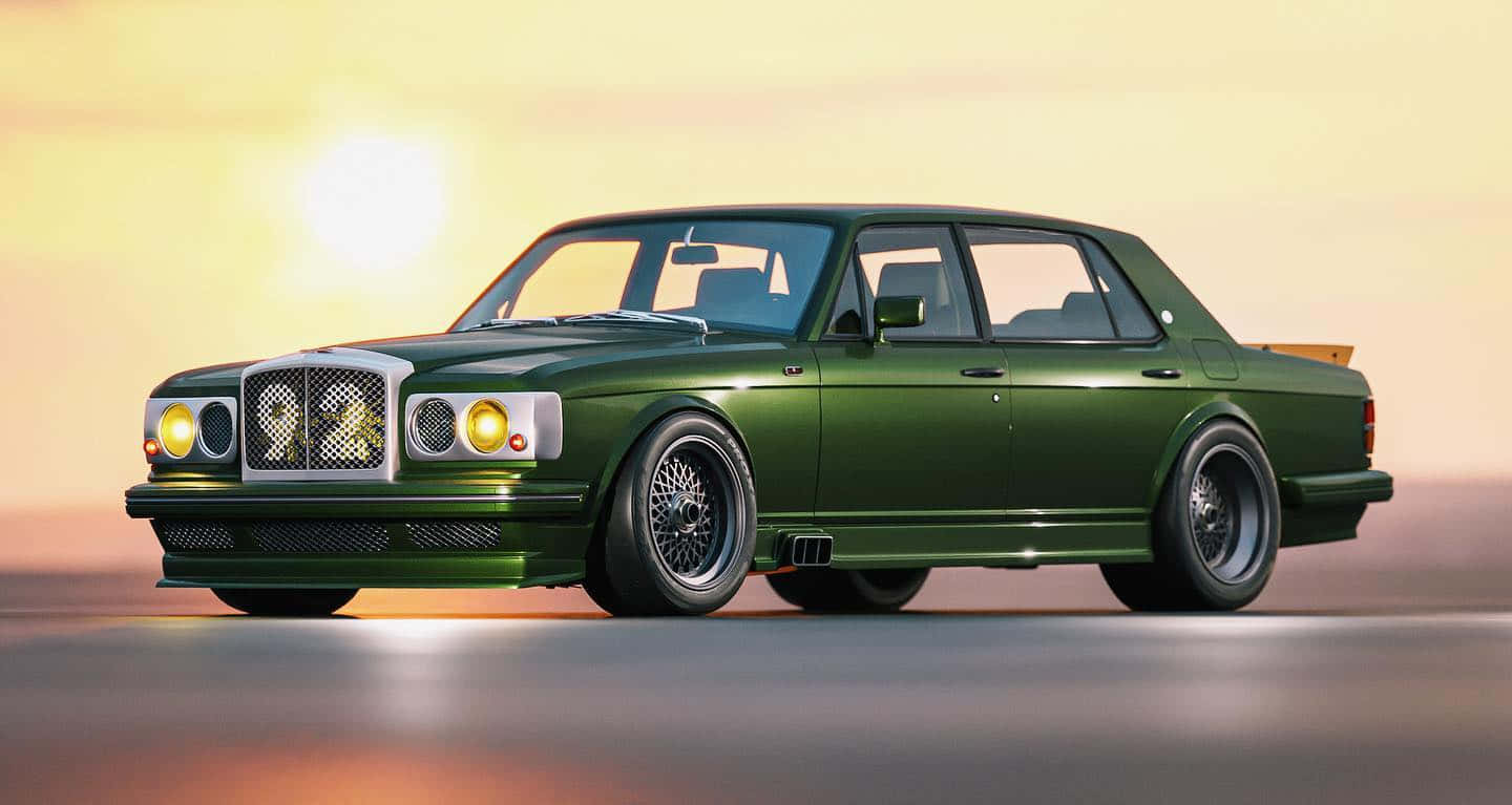 Bentley Turbo R, green, custom wheels, HD Desktop Wallpaper
