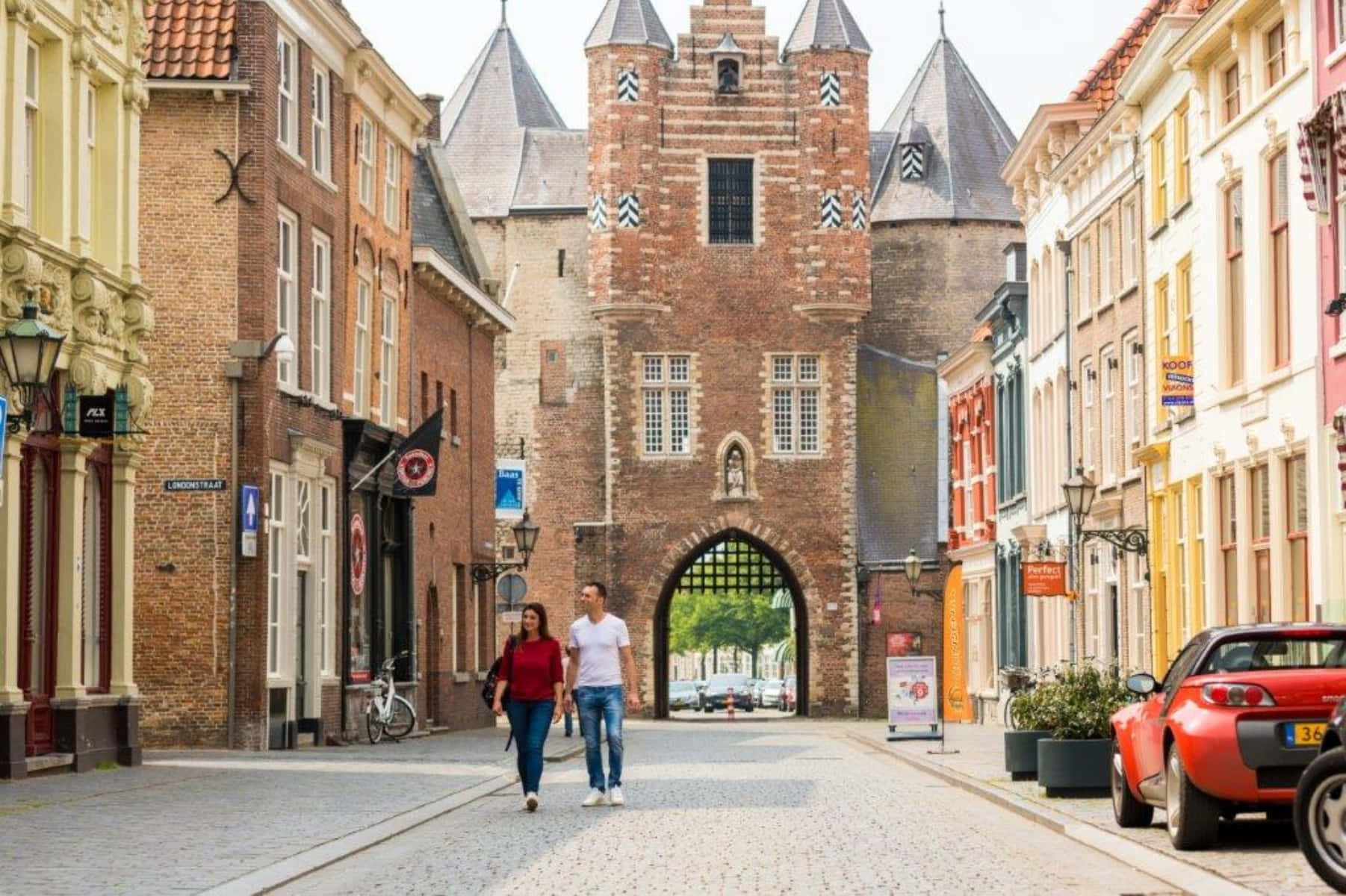 Bergen Op Zoom, historic gate, cobblestone street, HD Desktop Wallpaper