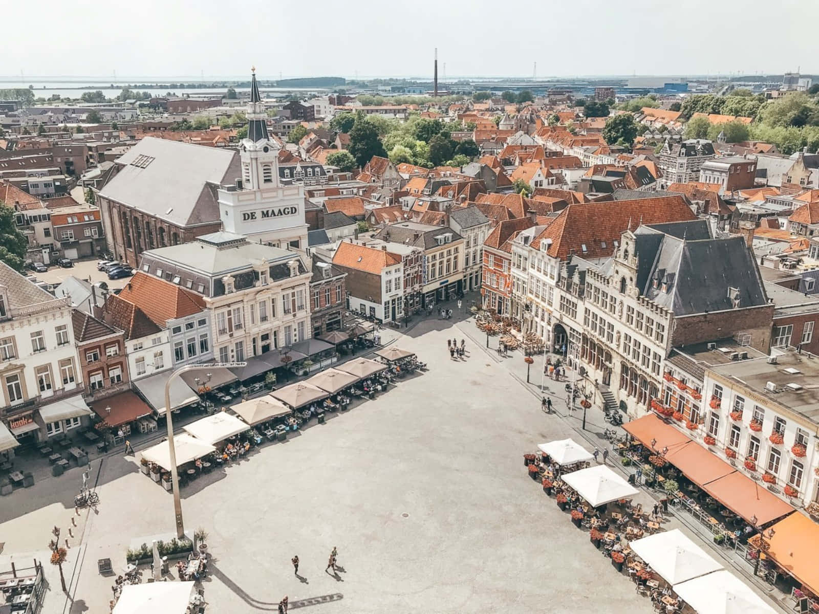 Bergen Op Zoom, aerial view, European town square, HD Desktop Wallpaper