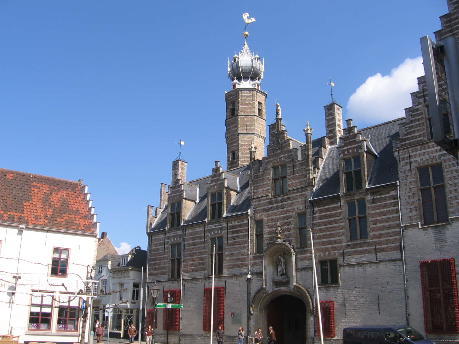 Bergen Op Zoom, historical building, brick town hall, HD Desktop Wallpaper