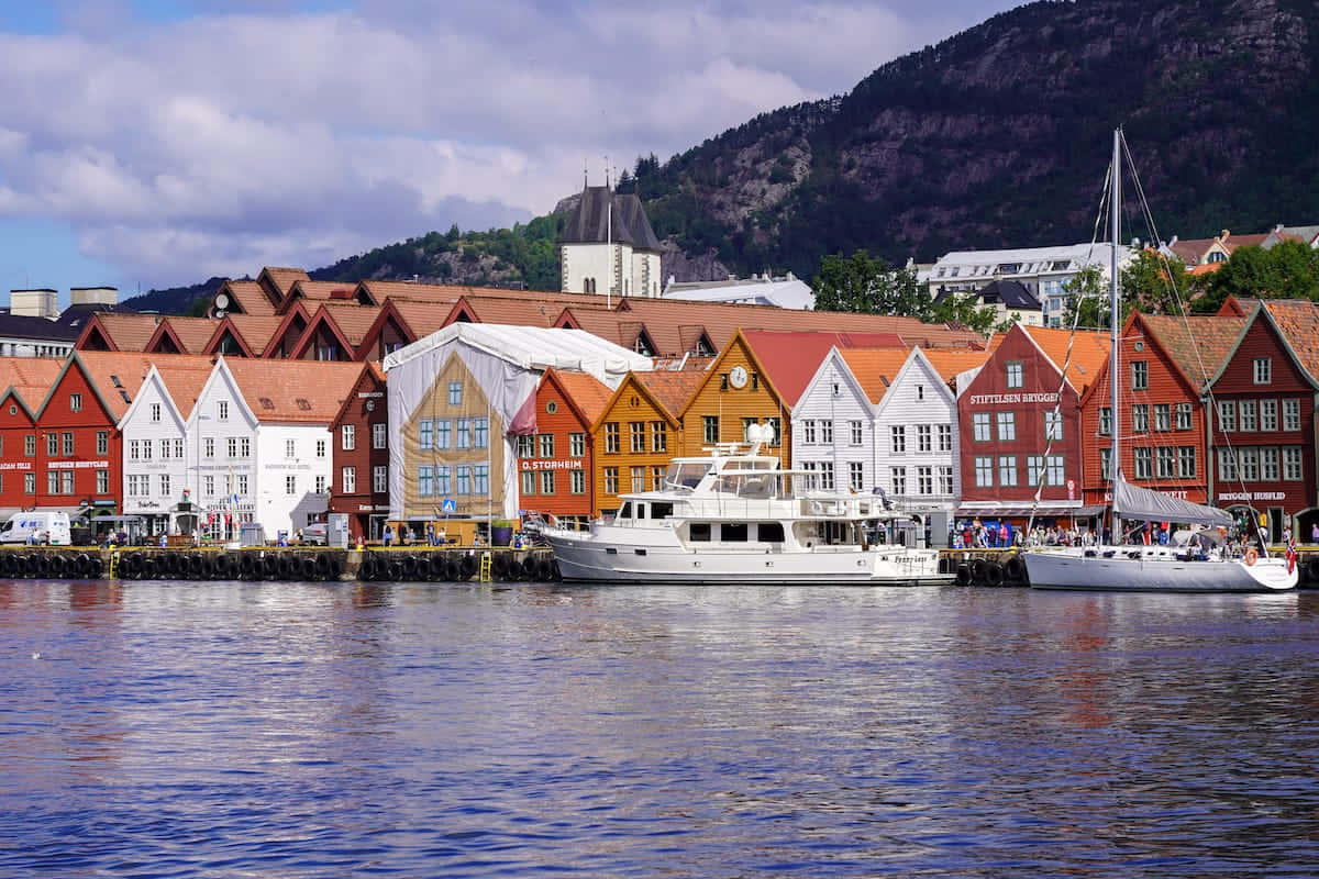 Bergen, harbor, colorful traditional wooden houses, SD Desktop Wallpaper