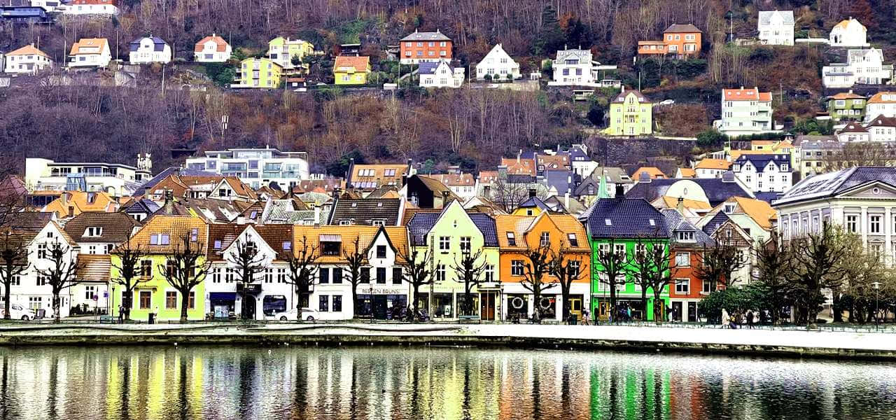 Bergen, sunset, waterfront, HD Desktop Wallpaper