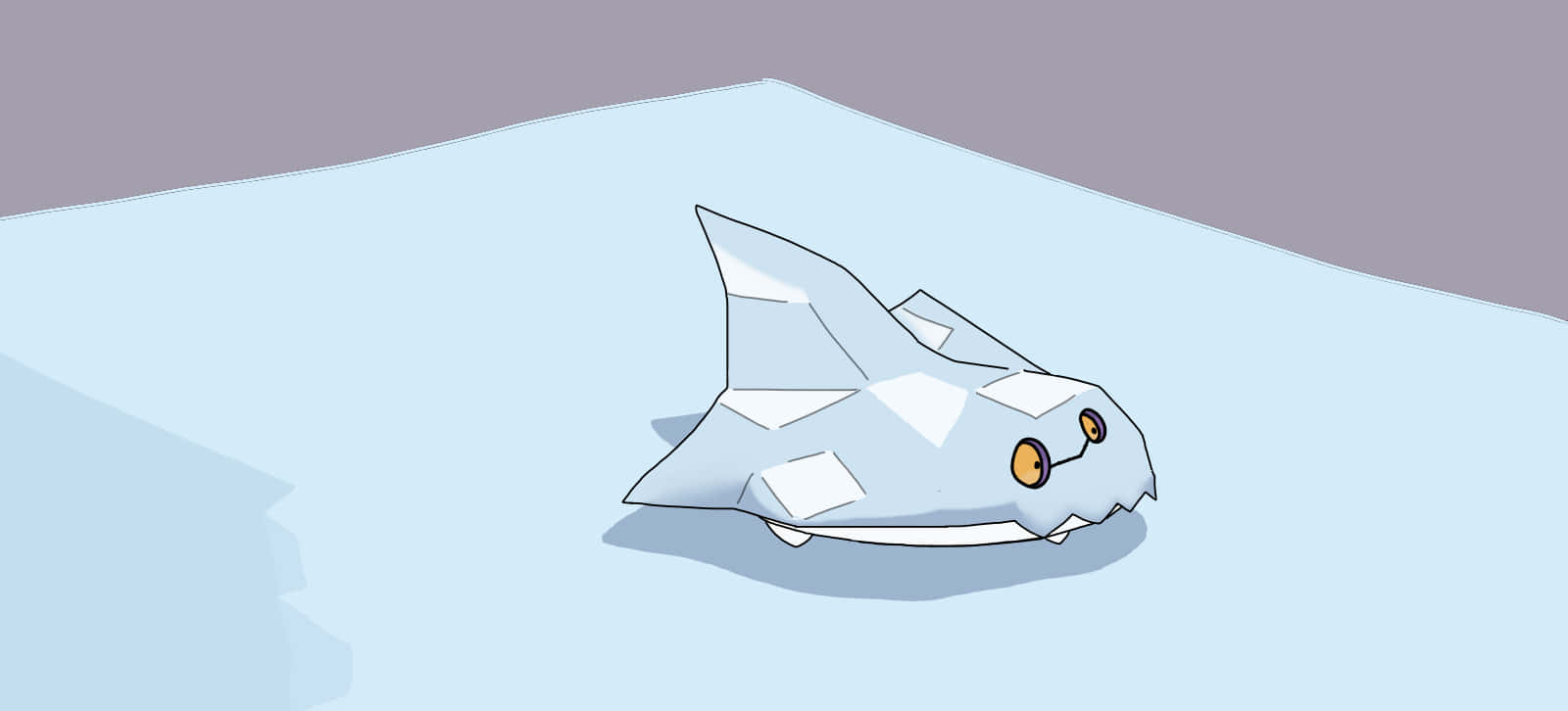 Bergmite, icy floor, orange eyes, HD Desktop Wallpaper