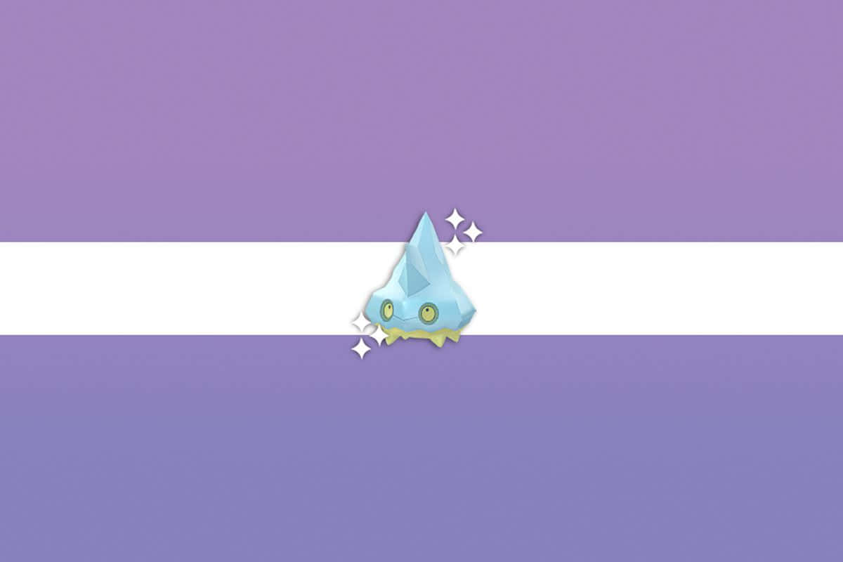 Bergmite, purple and white striped background, sparkles, SD Desktop Wallpaper