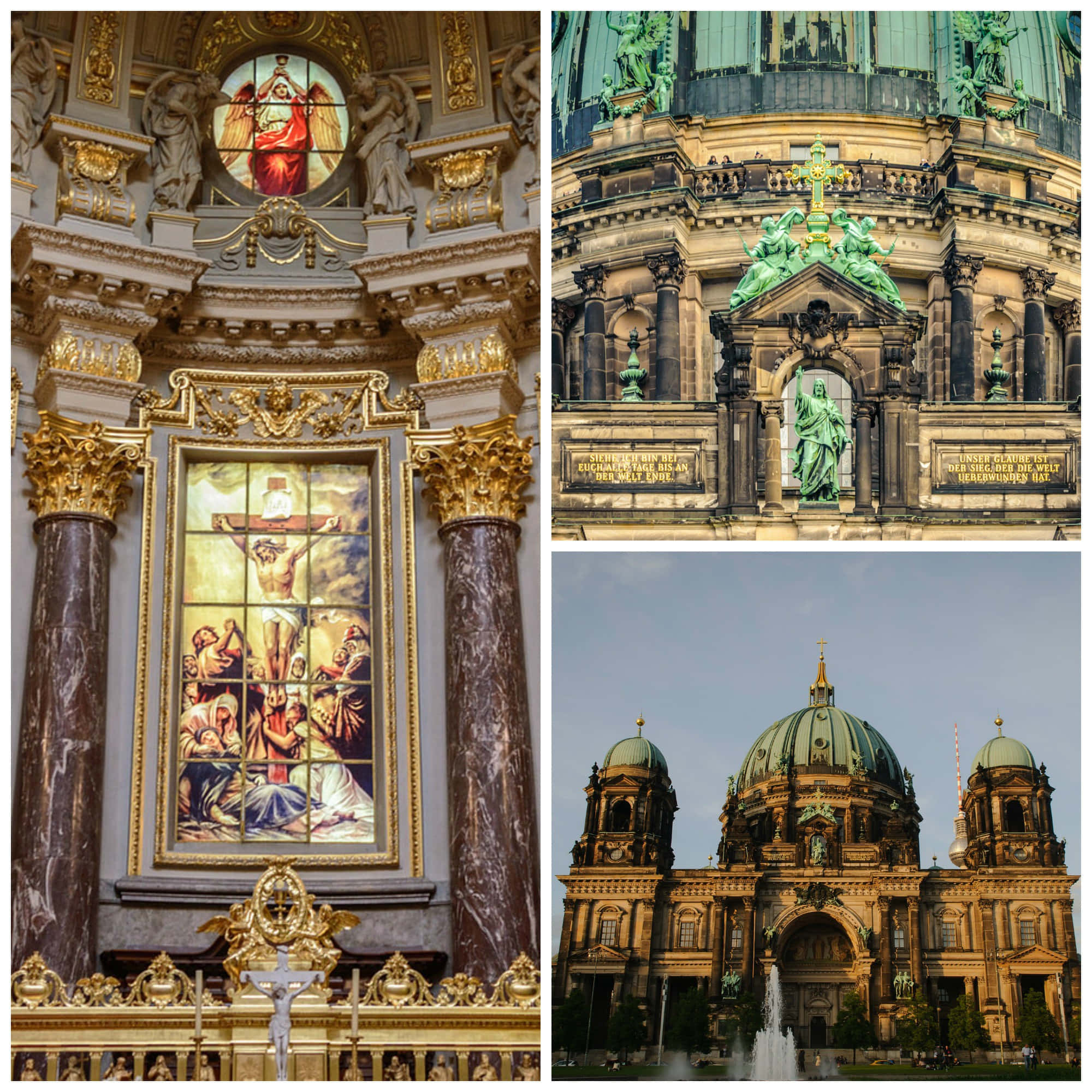 Berlin Cathedral, golden altarpiece, stained glass, Full HD Desktop Wallpaper