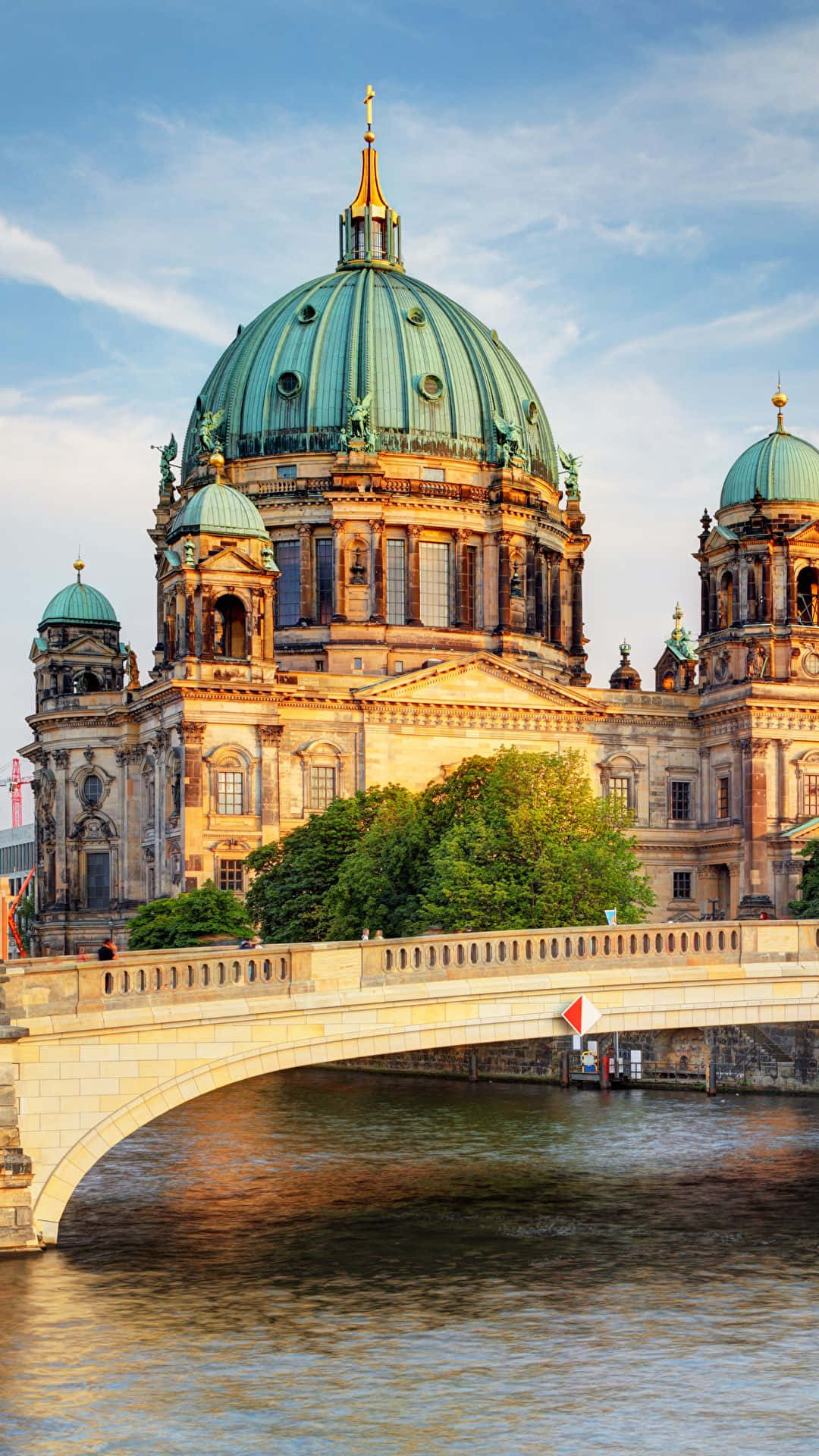 Berlin Cathedral, green domes, river, Full HD Phone Wallpaper