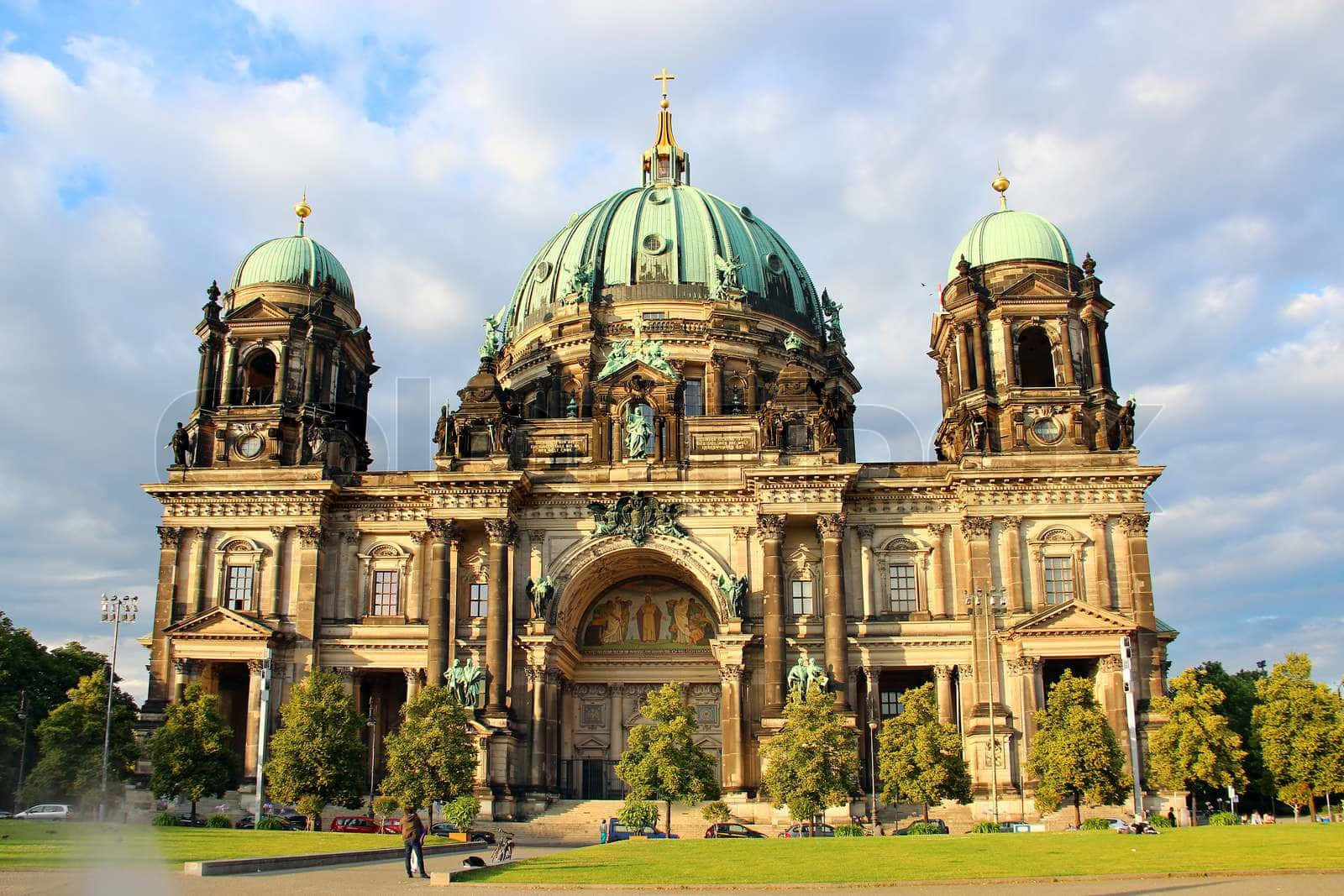 Berlin Cathedral, green domes, ornate stone facade, HD Desktop Wallpaper