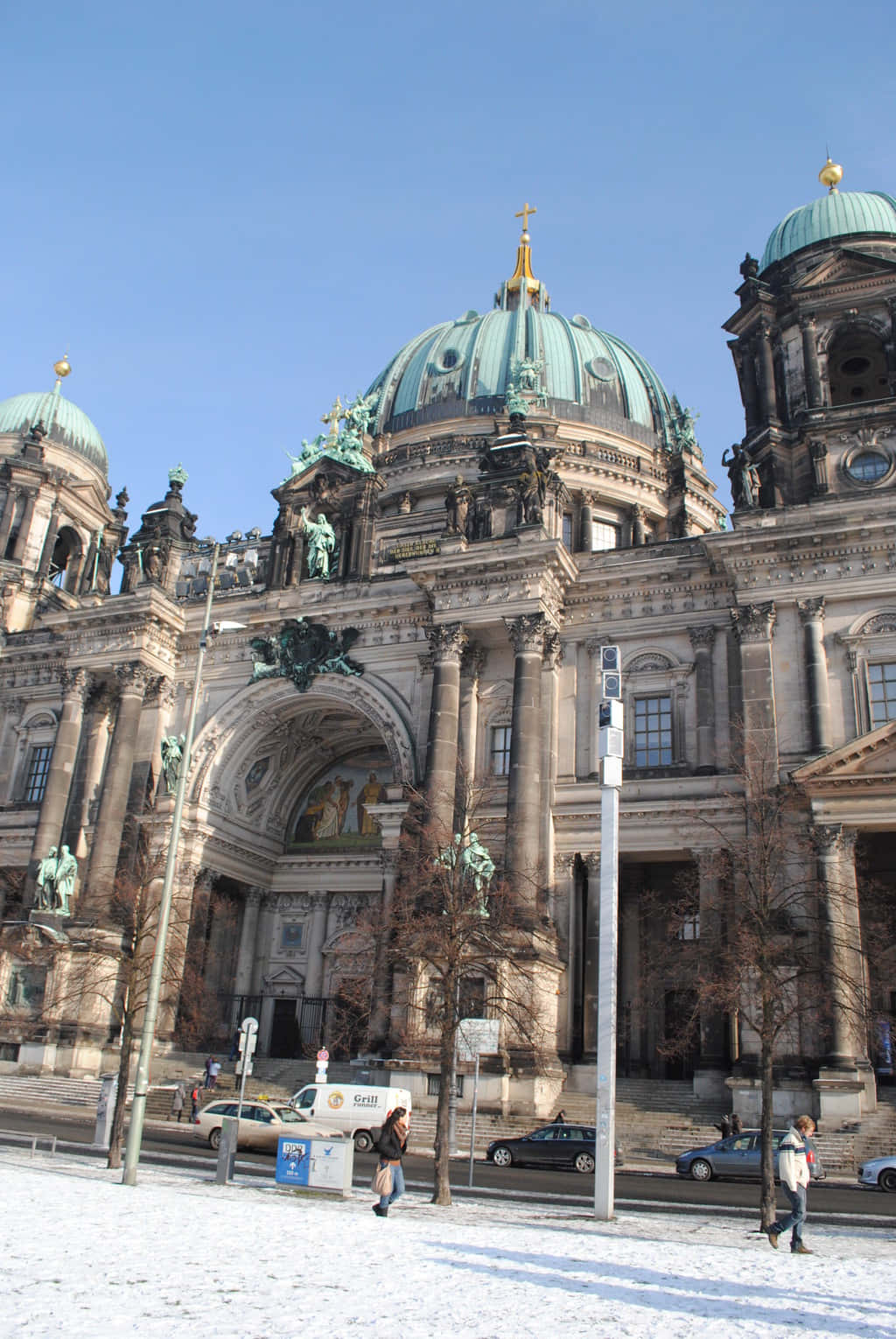 Berlin Cathedral, green domes, stone columns, HD Phone Wallpaper