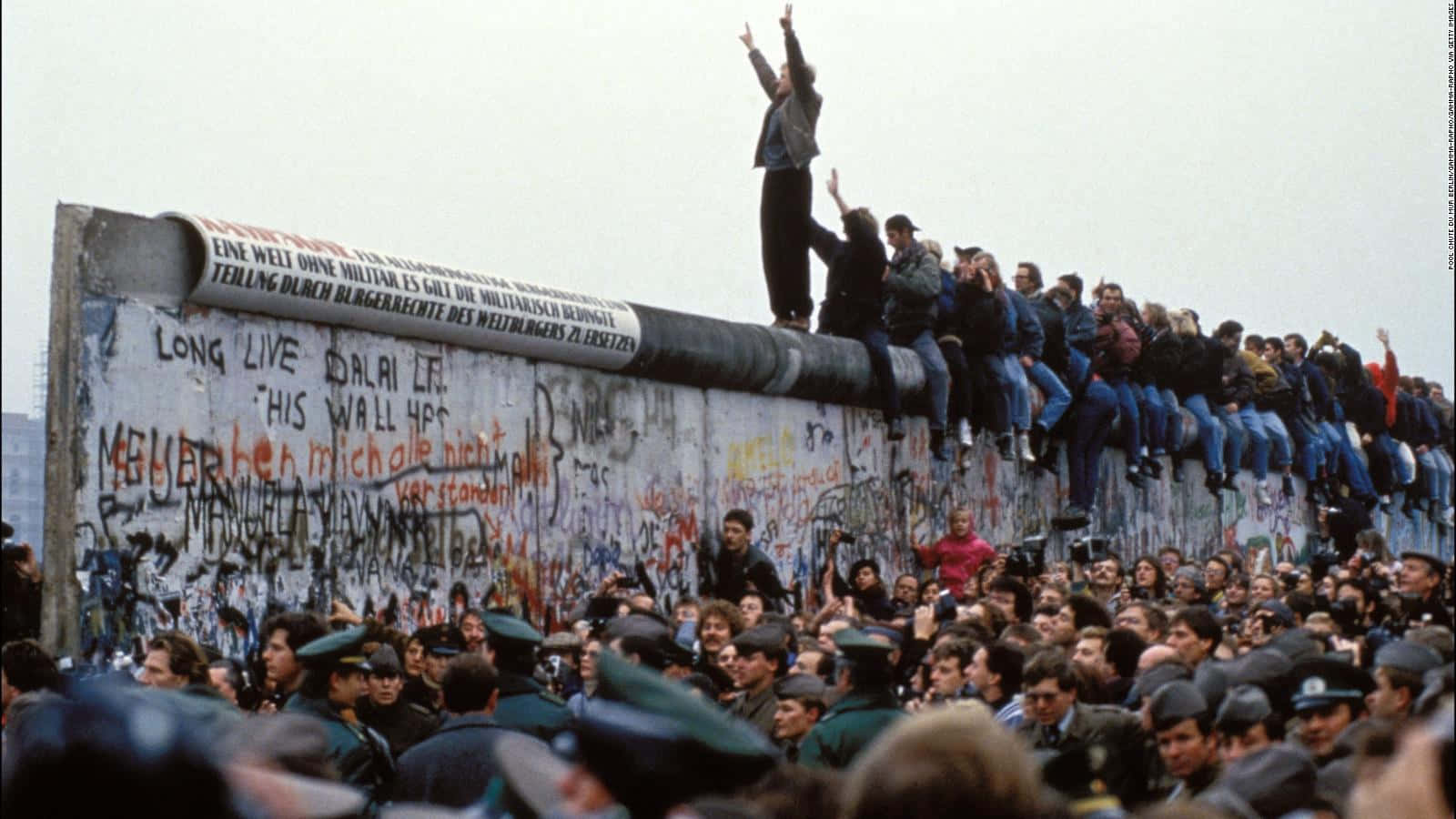 Berlin Wall, graffiti, overcast sky, HD Desktop Wallpaper