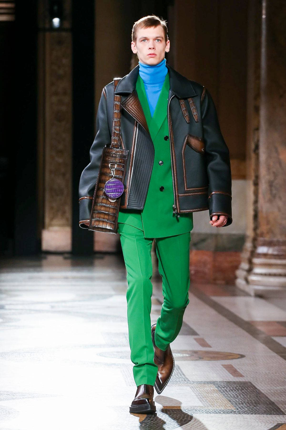 Berluti, green suit, blue turtleneck, HD Phone Wallpaper