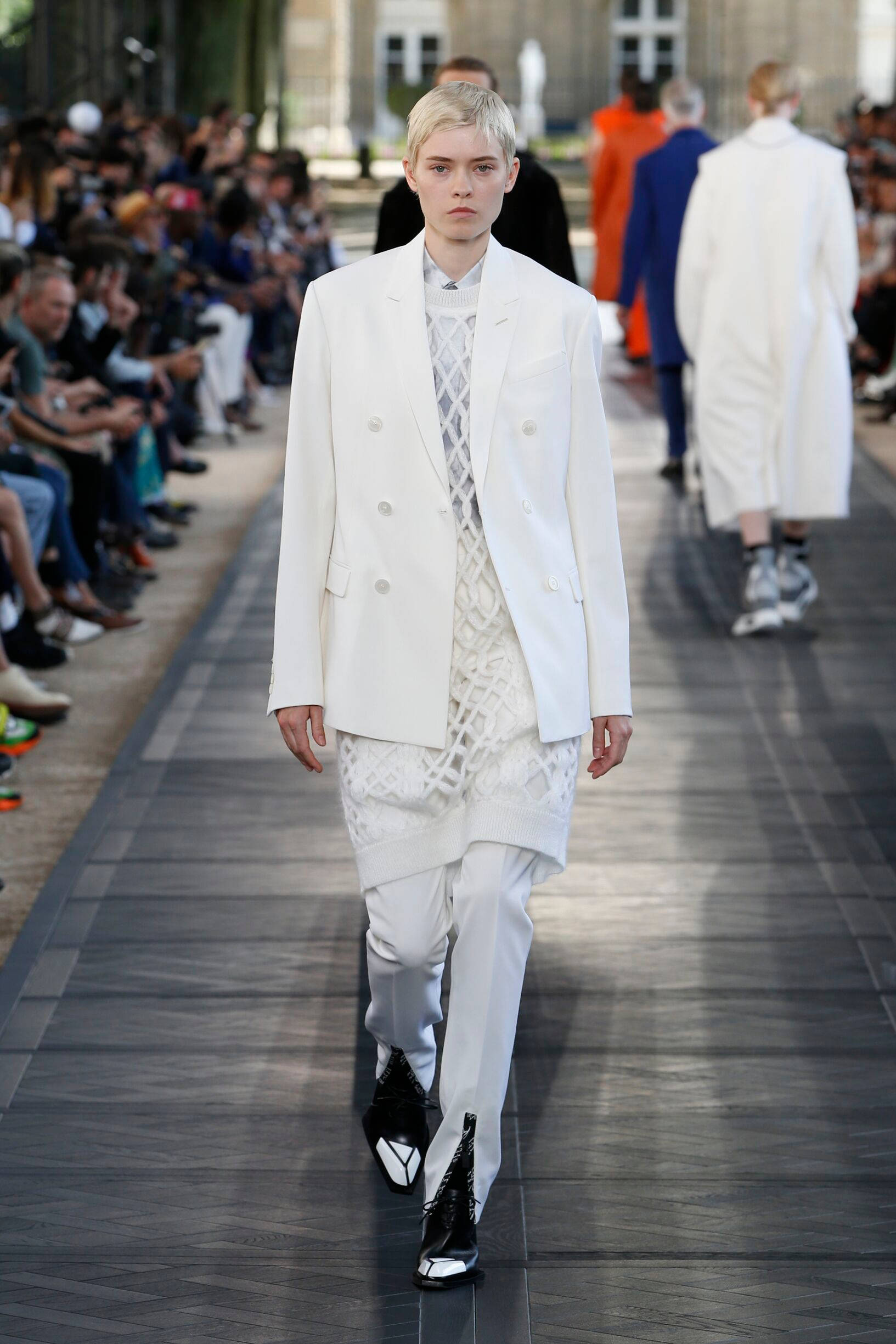 Berluti, white suit, double-breasted blazer, Full HD Phone Wallpaper