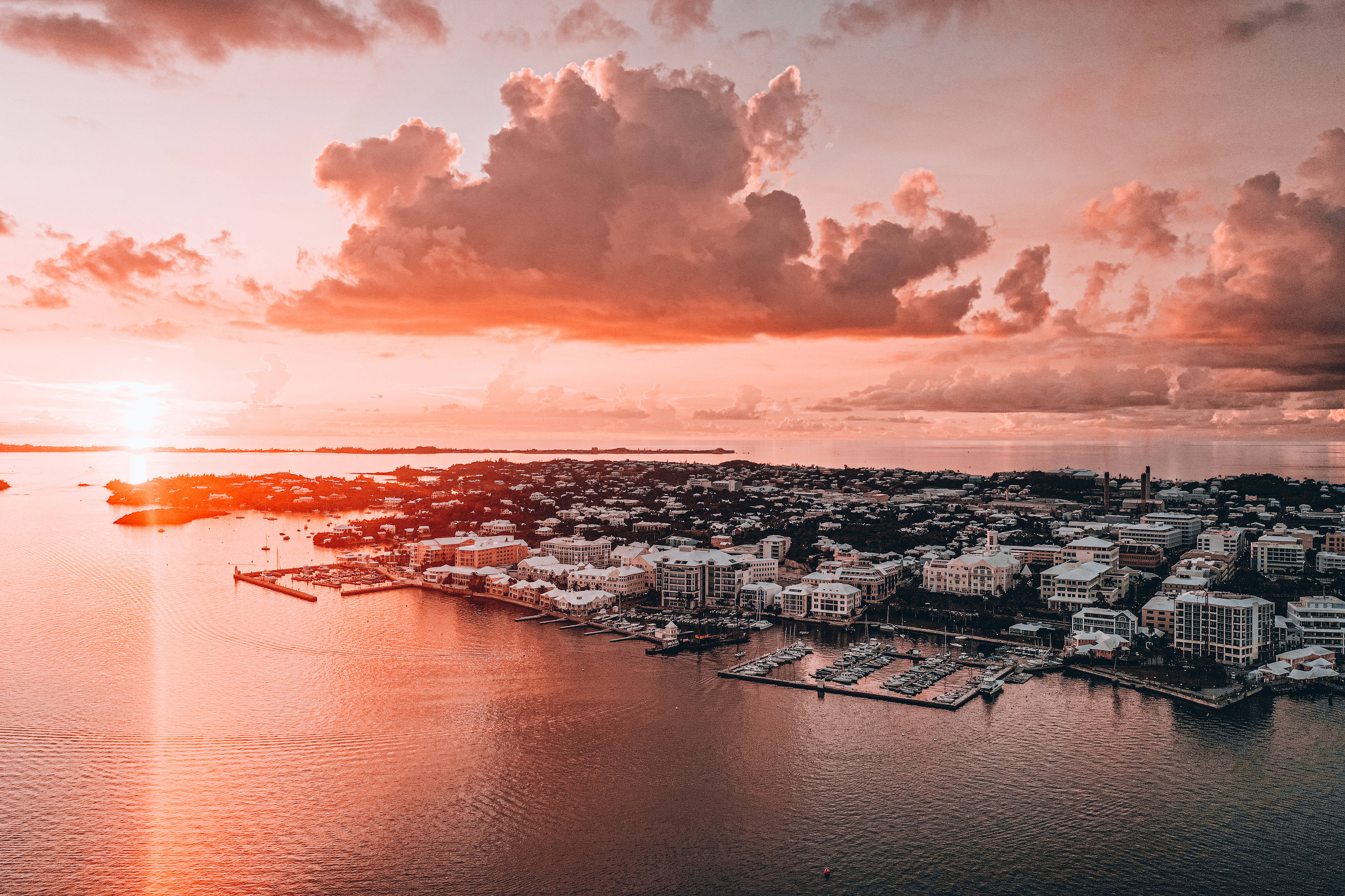 Sunset, Bermuda, coastal town, 5K Desktop Wallpaper
