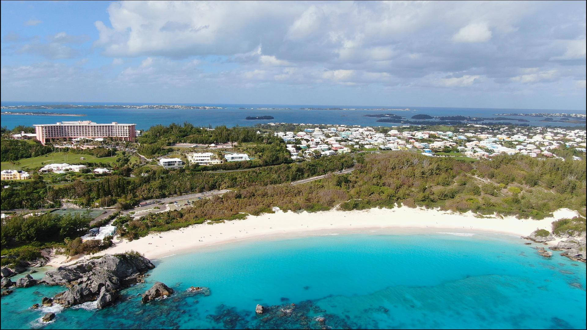 Bermuda, crescent-shaped turquoise beach, white sand, Full HD Desktop Wallpaper