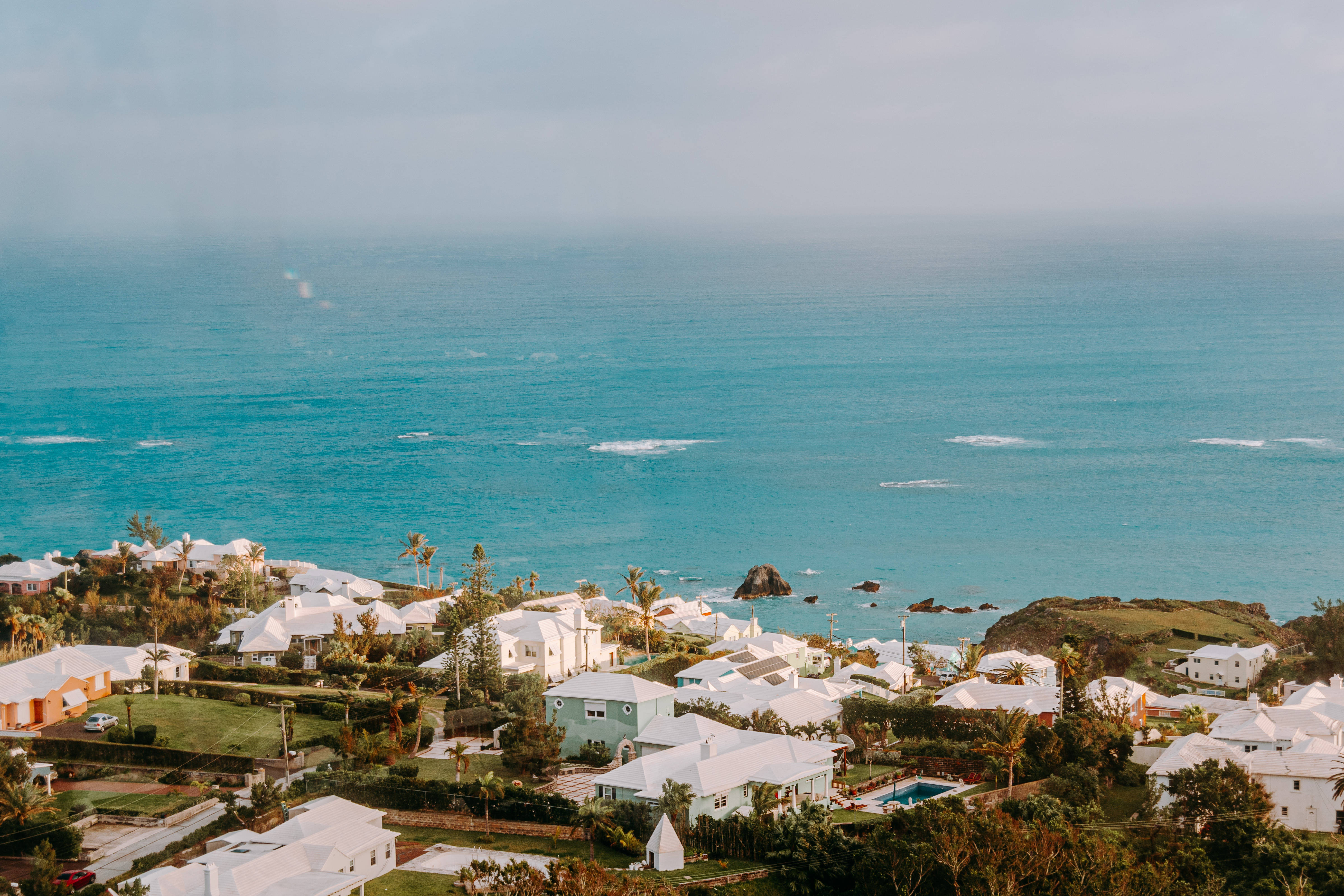 Bermuda, coastal village, white houses, 4K Desktop Wallpaper