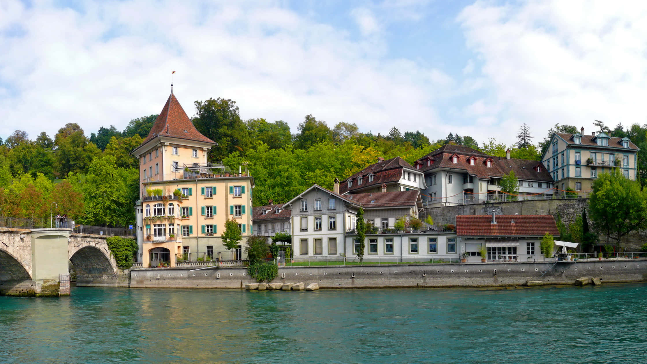 Bern, Riverfront Architecture, lakeside town, Full HD Desktop Wallpaper