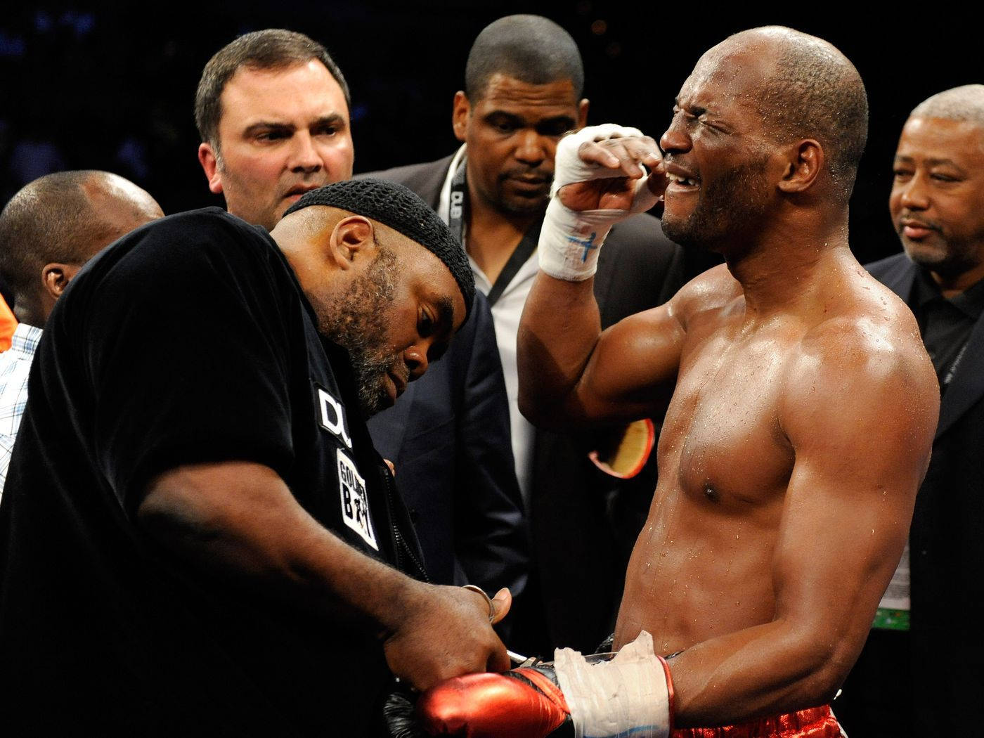 Bernard Hopkins, red trunks, trainer, HD Desktop Wallpaper