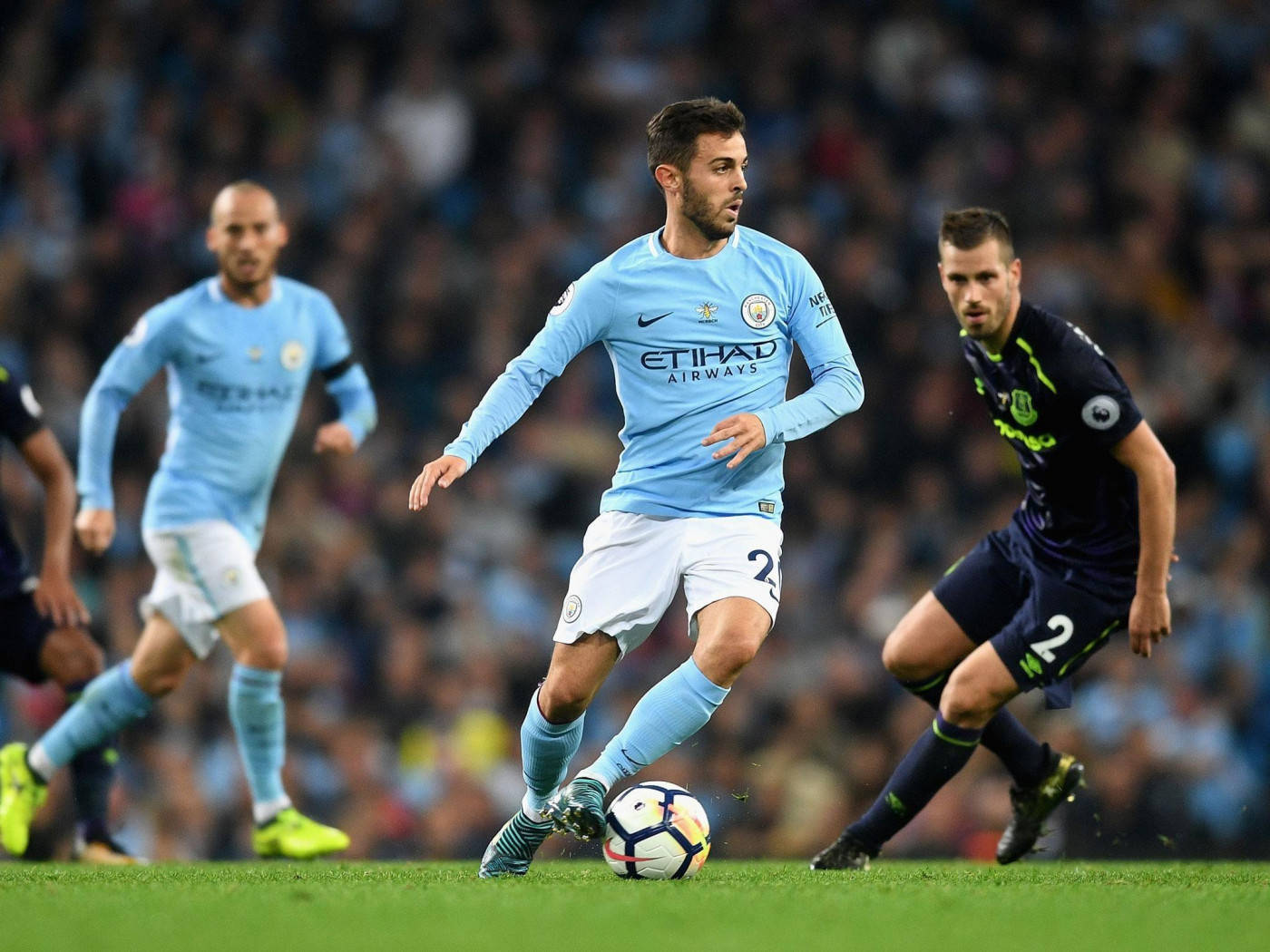 Bernardo Silva, light blue jersey, dark navy kit, HD Desktop Wallpaper
