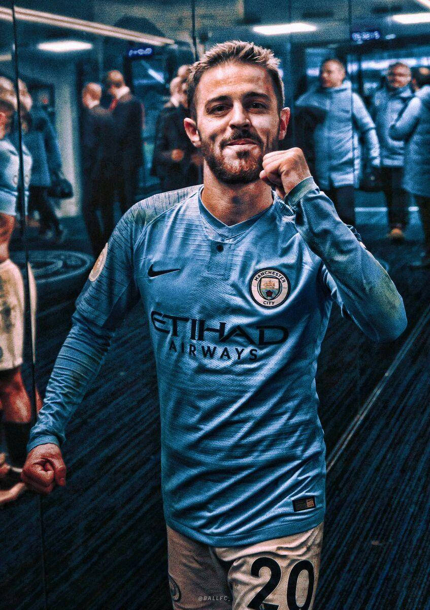 Bernardo Silva, blue Manchester City jersey, tunnel, SD Phone Wallpaper