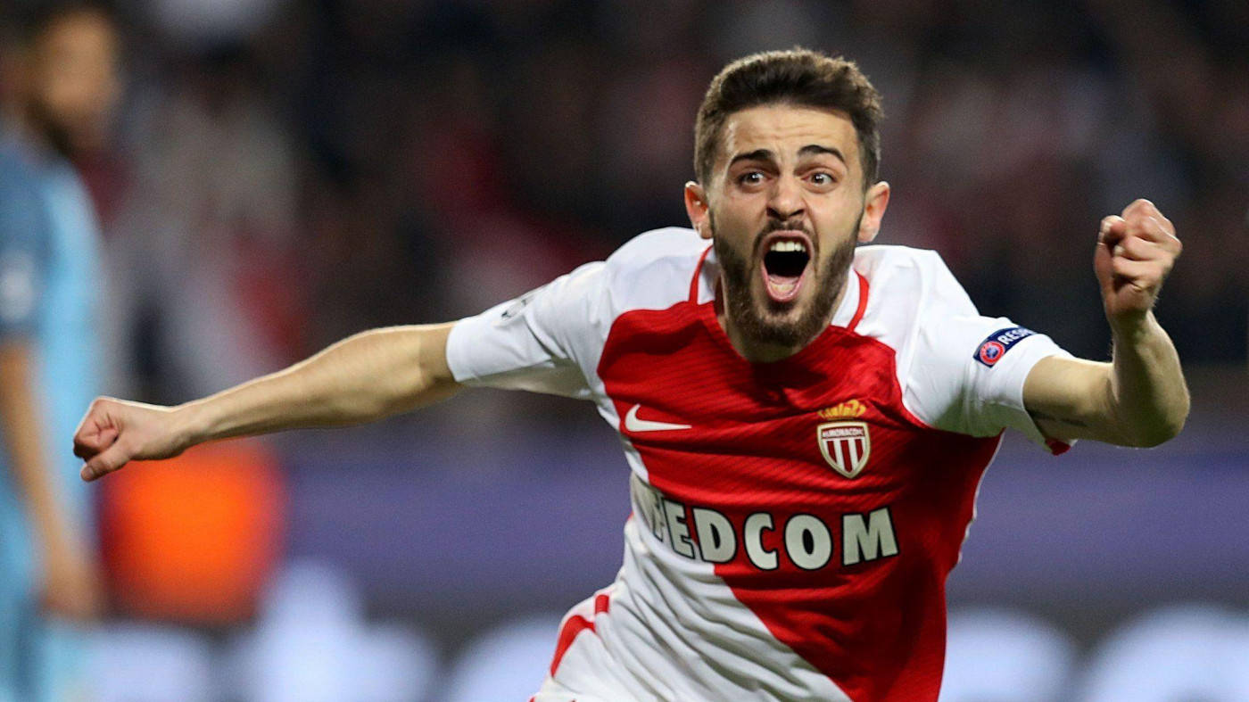 Bernardo Silva, red and white jersey, stadium, HD Desktop Wallpaper