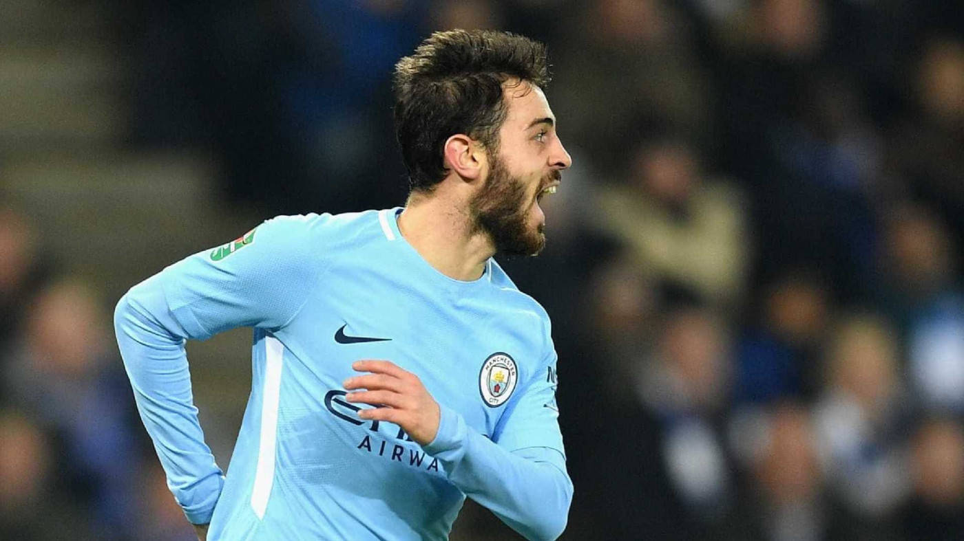 Bernardo Silva, light blue Manchester City jersey, mouth open, HD Desktop Wallpaper