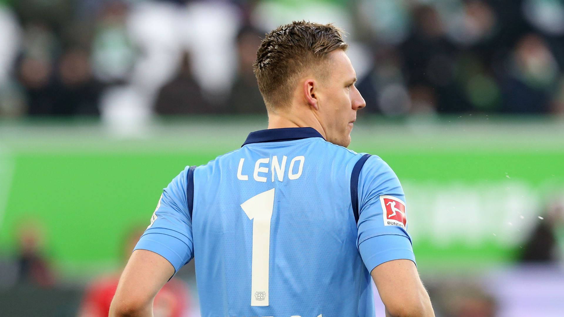 Bernd Leno, number 1, light blue jersey, Full HD Desktop Wallpaper