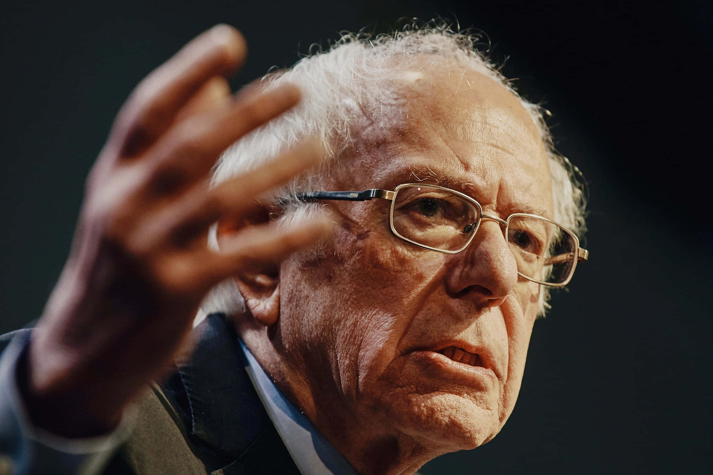 Bernie Sanders, white hair, glasses, Full HD Desktop Wallpaper