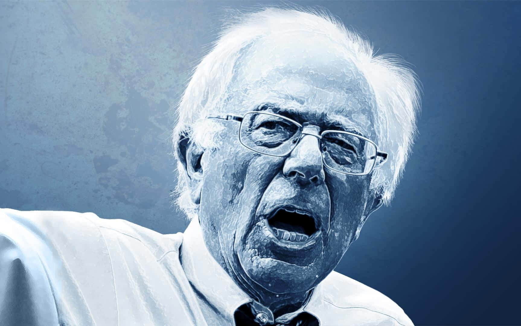 Bernie Sanders, blue toned, textured blue background, HD Desktop Wallpaper