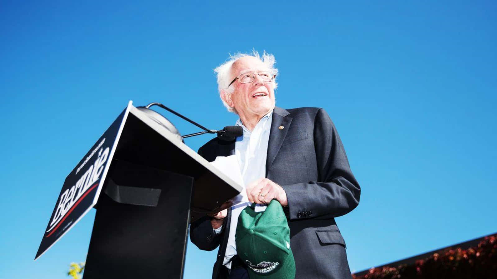 Bernie Sanders, black podium, Bernie sign, HD Desktop Wallpaper