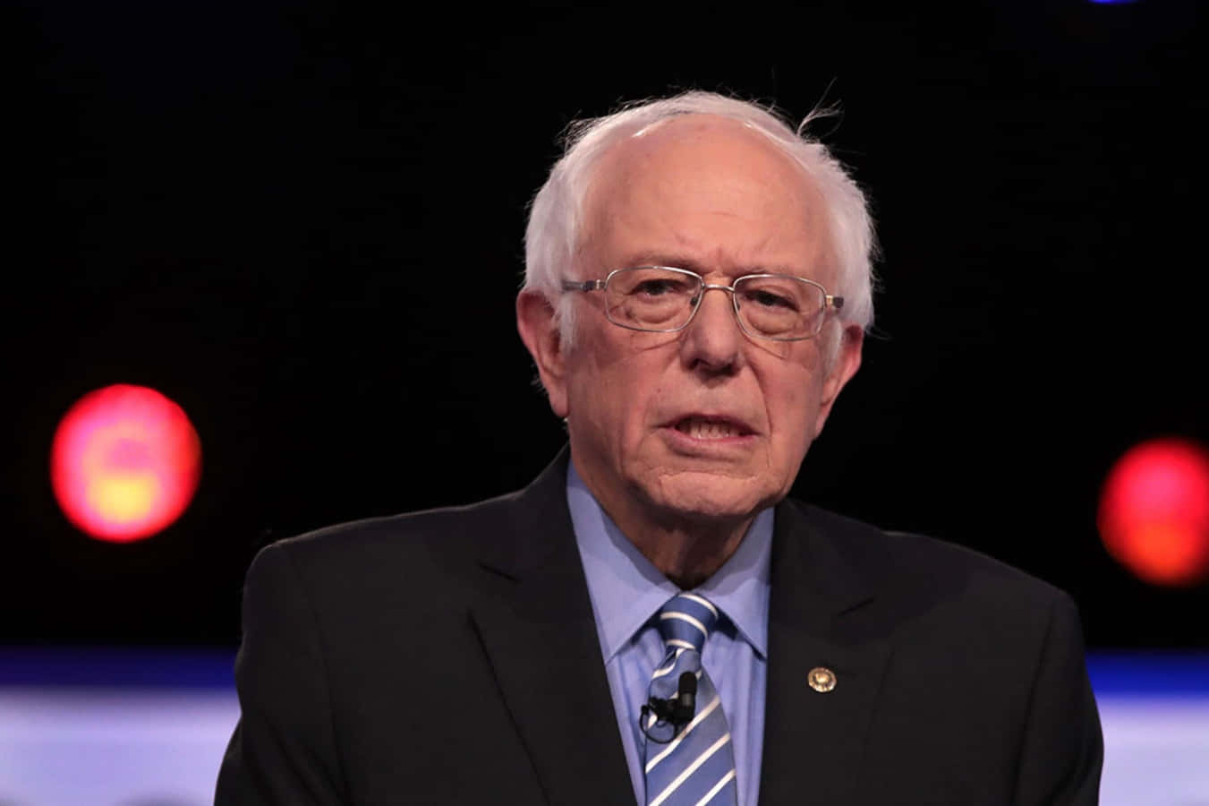 Bernie Sanders, dark studio, blurred red lights, HD Desktop Wallpaper