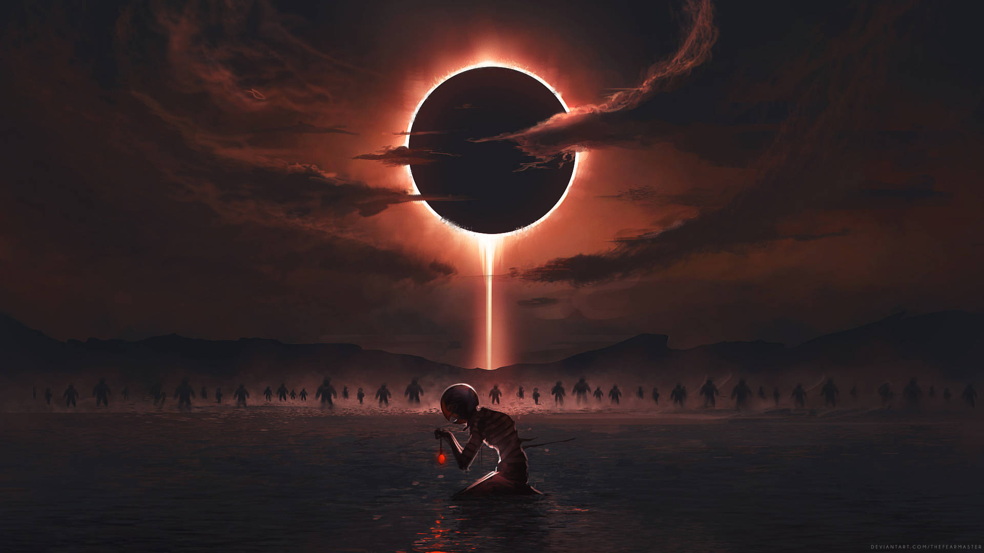 Berserk 4K, solar eclipse, blood red solar eclipse, Full HD Desktop Wallpaper