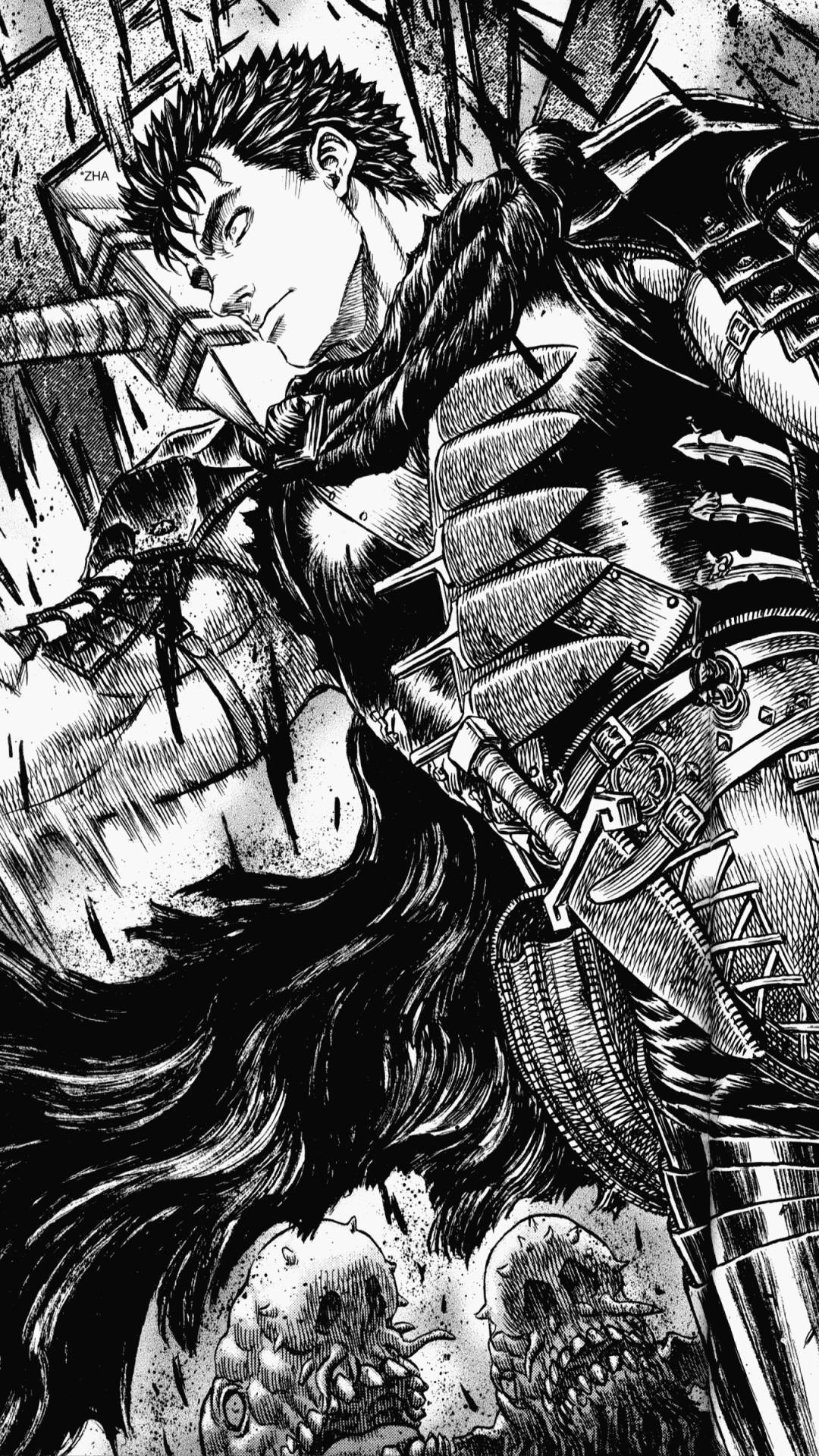 Berserk Guts, spiky-haired warrior, detailed armor, Full HD Phone Wallpaper