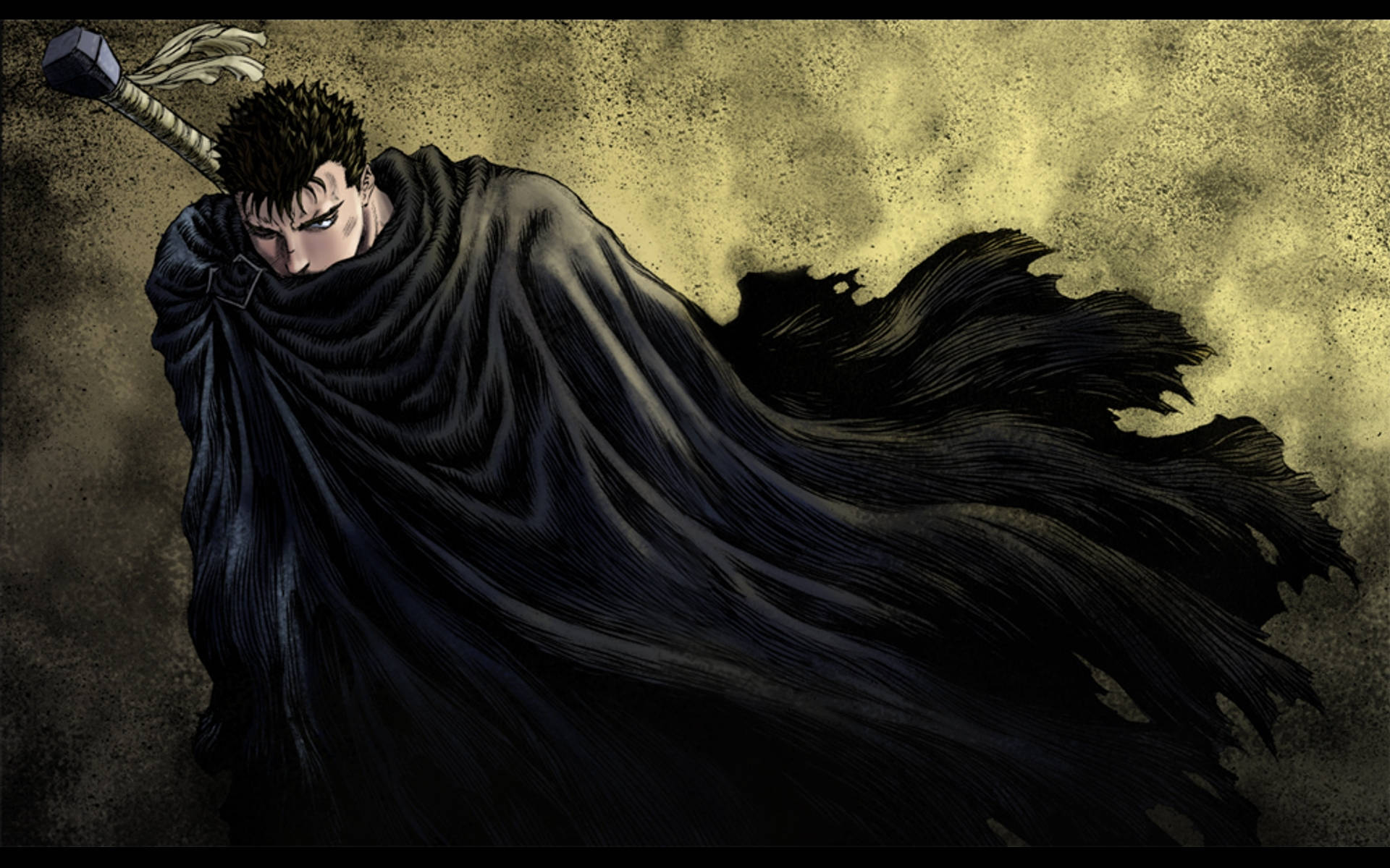 Berserk Guts, spiky hair, flowing cape, Full HD Desktop Wallpaper